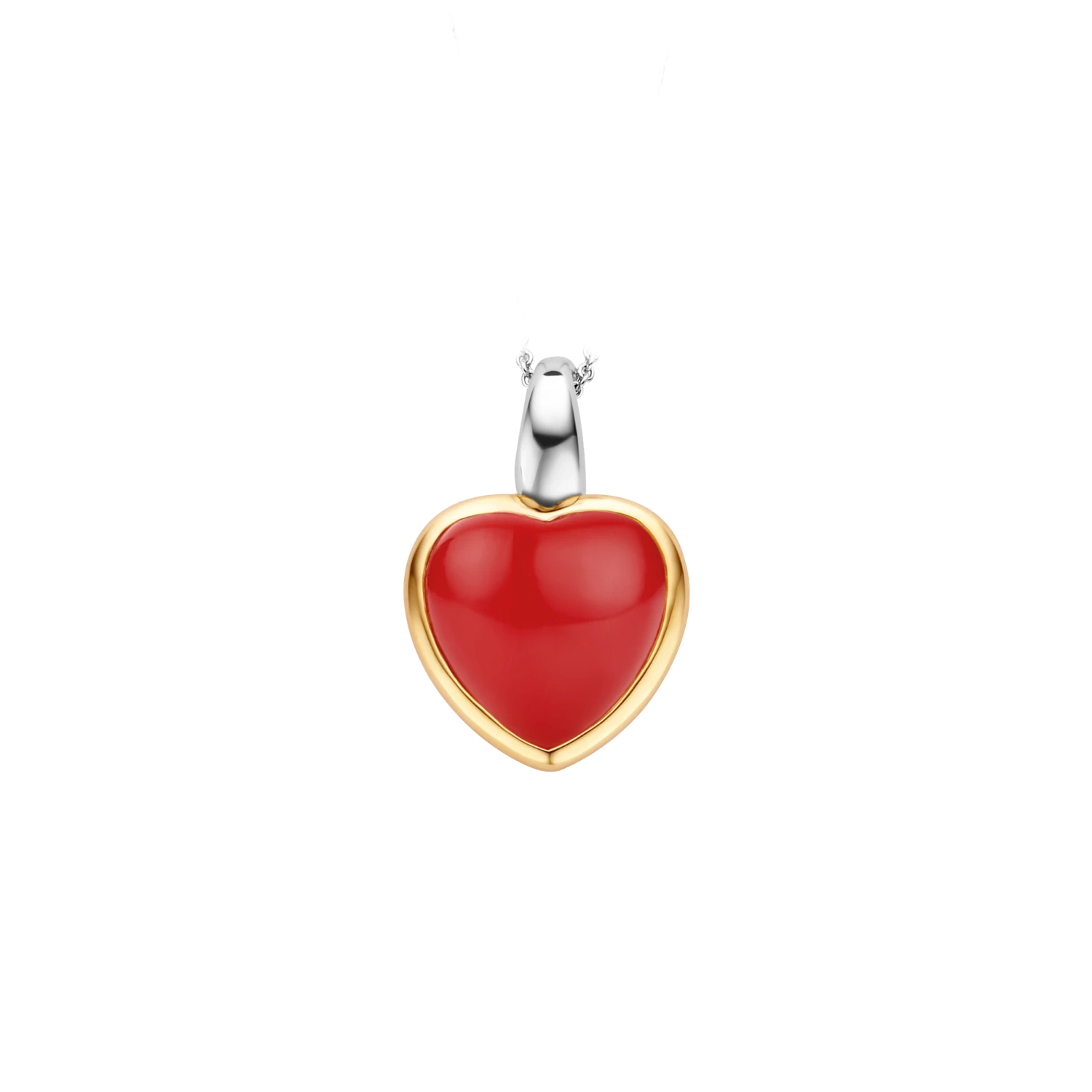 Ti Sento Clip Pendant - Gold & Red Heart