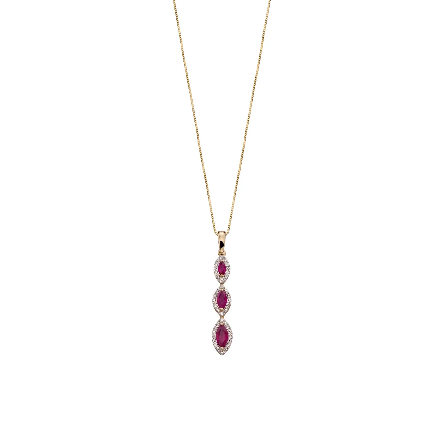 Diamond & Ruby Triple Marquis Necklace