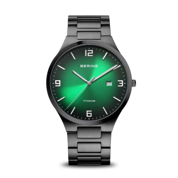 Bering Titanium Brushed Black & Green Watch - 15240-728
