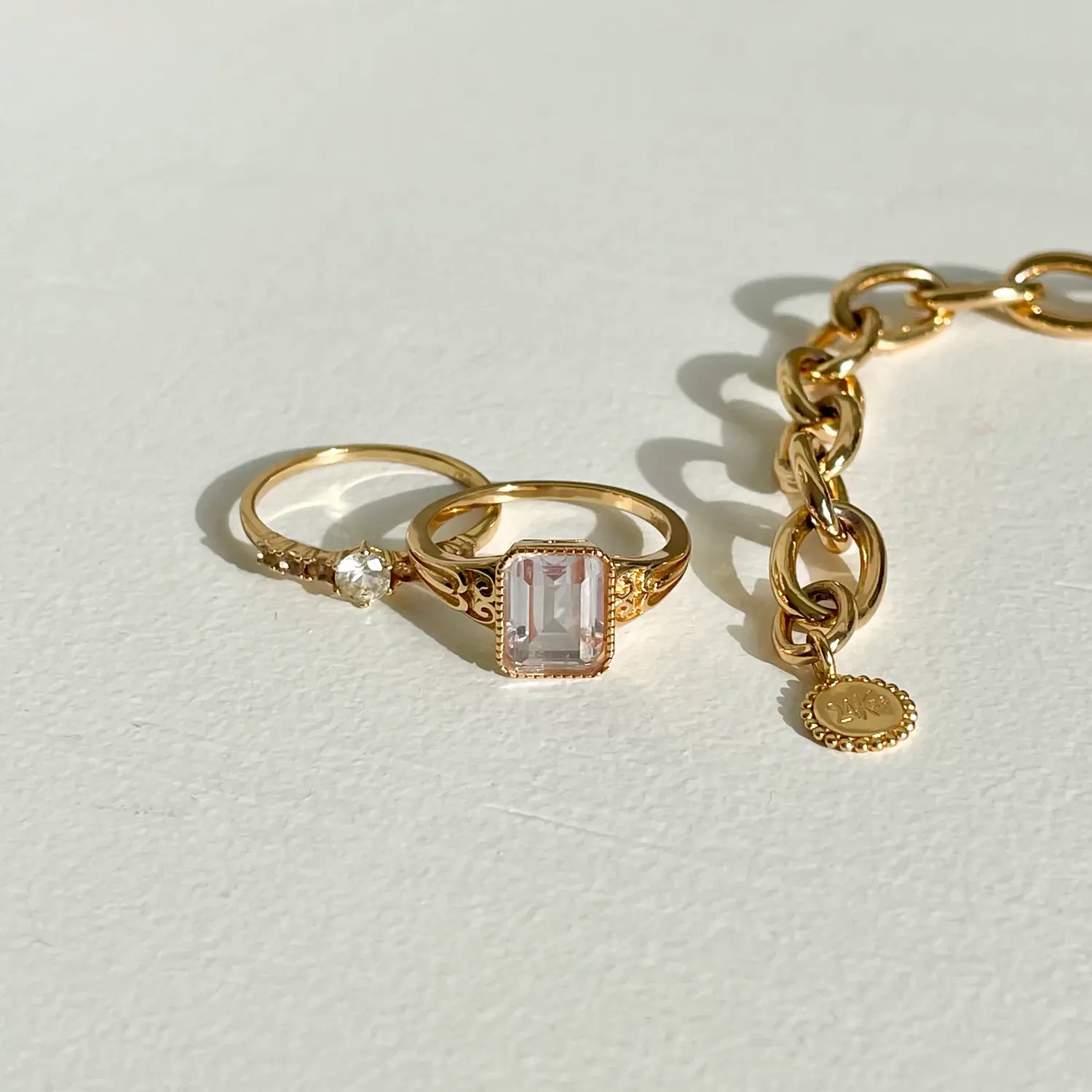 24Kae Gold Art Deco Ring