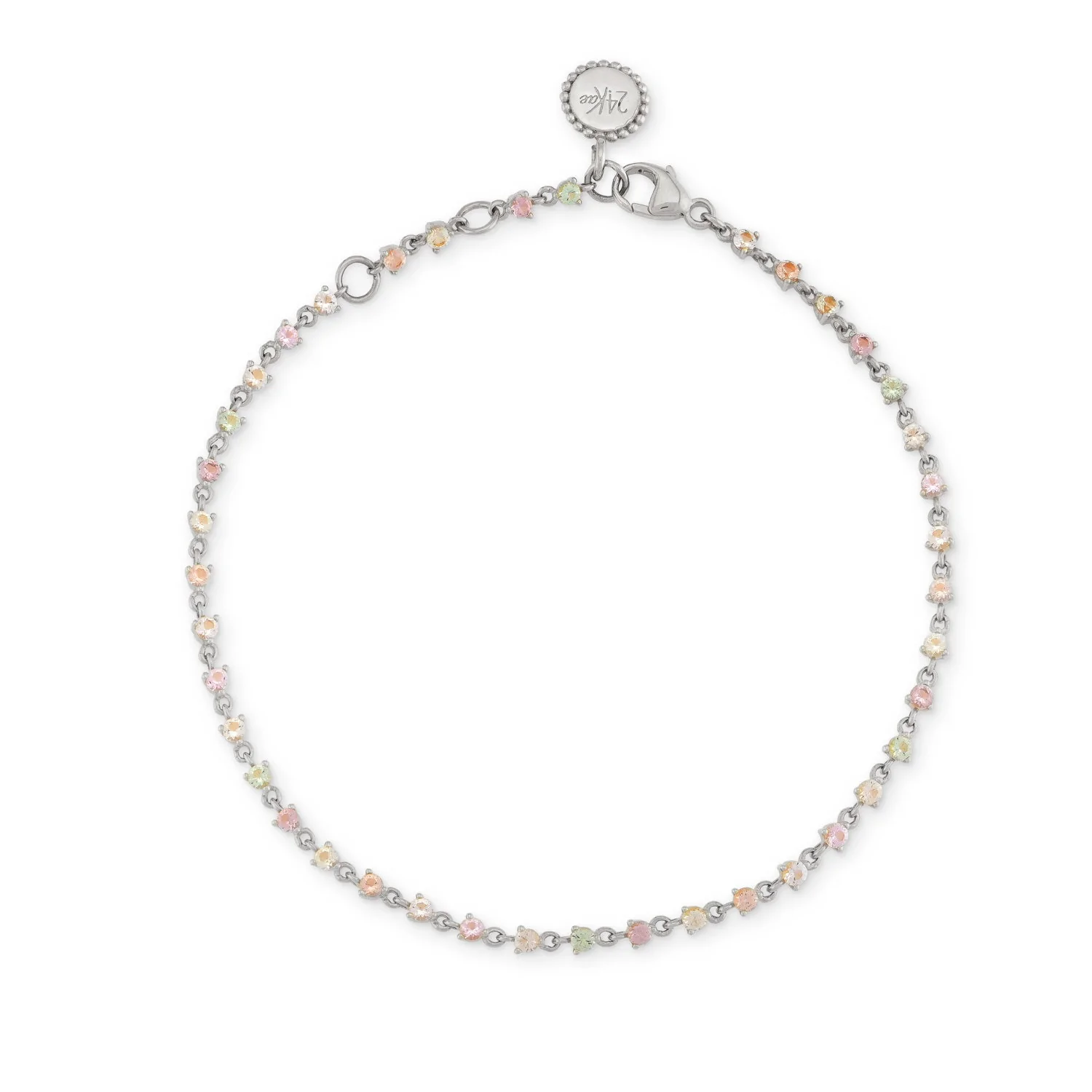 24Kae Silver Chain Bracelet with Pastel Stones