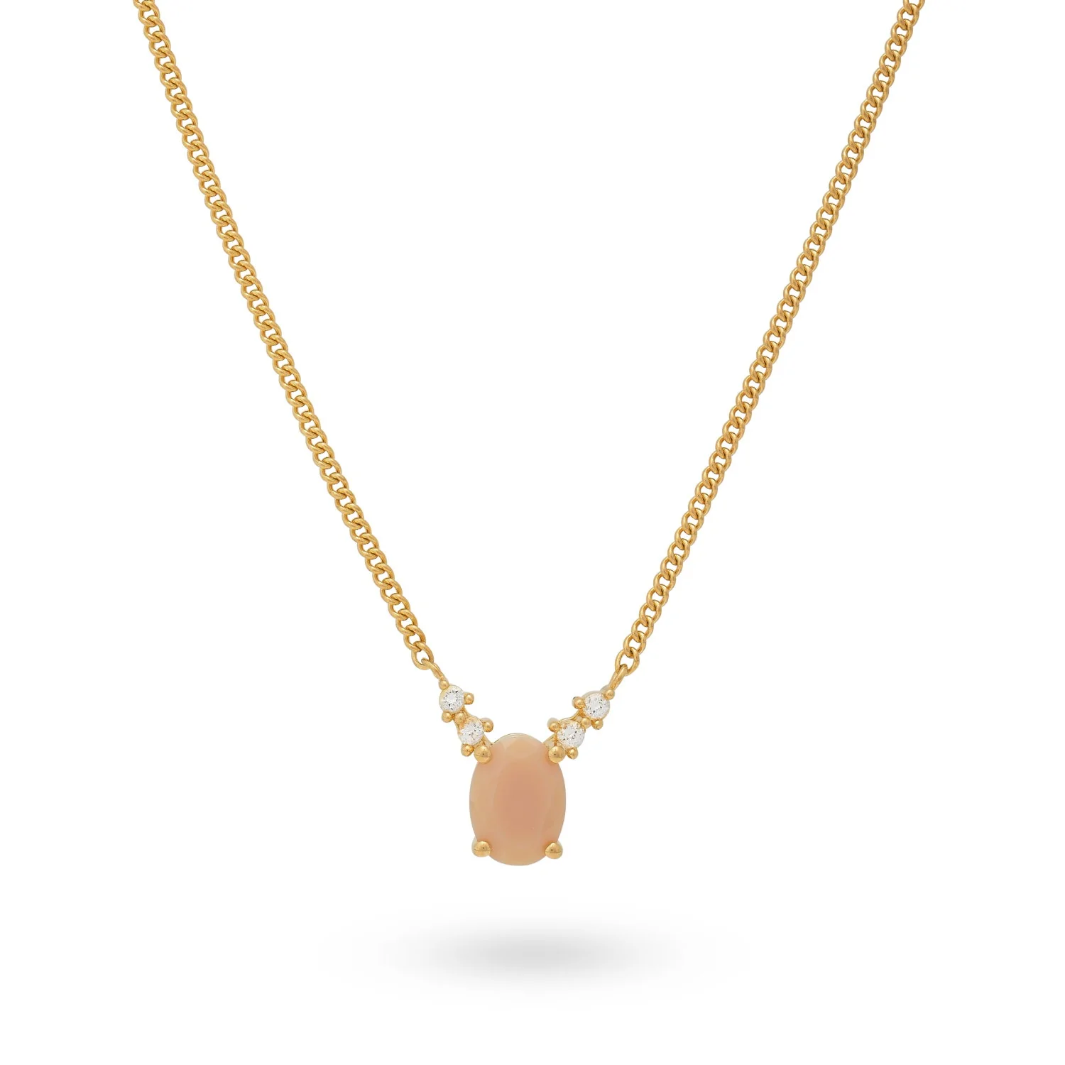24Kae Gold Necklace with Oval Stone