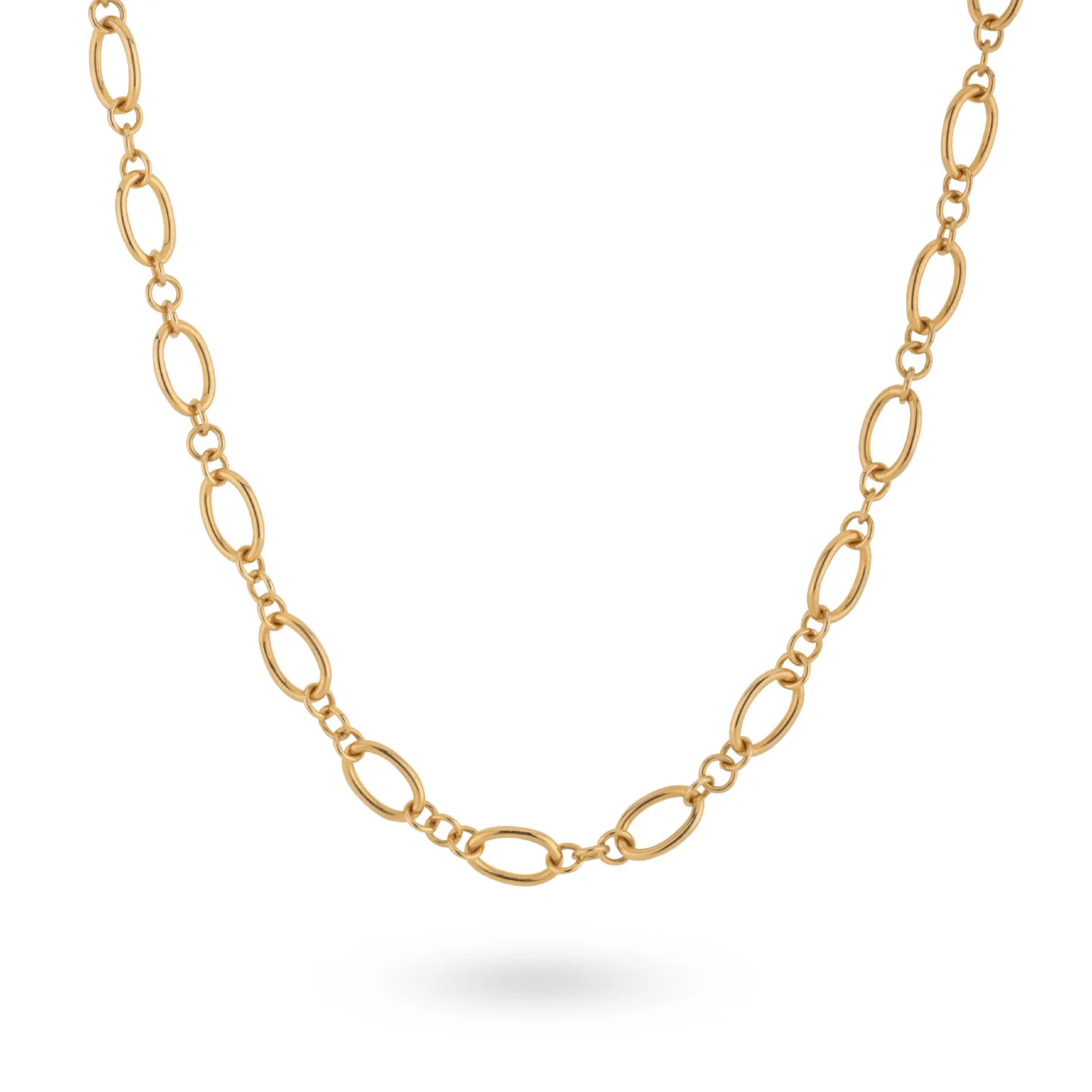 24Kae Gold Oval & Round Link Necklace