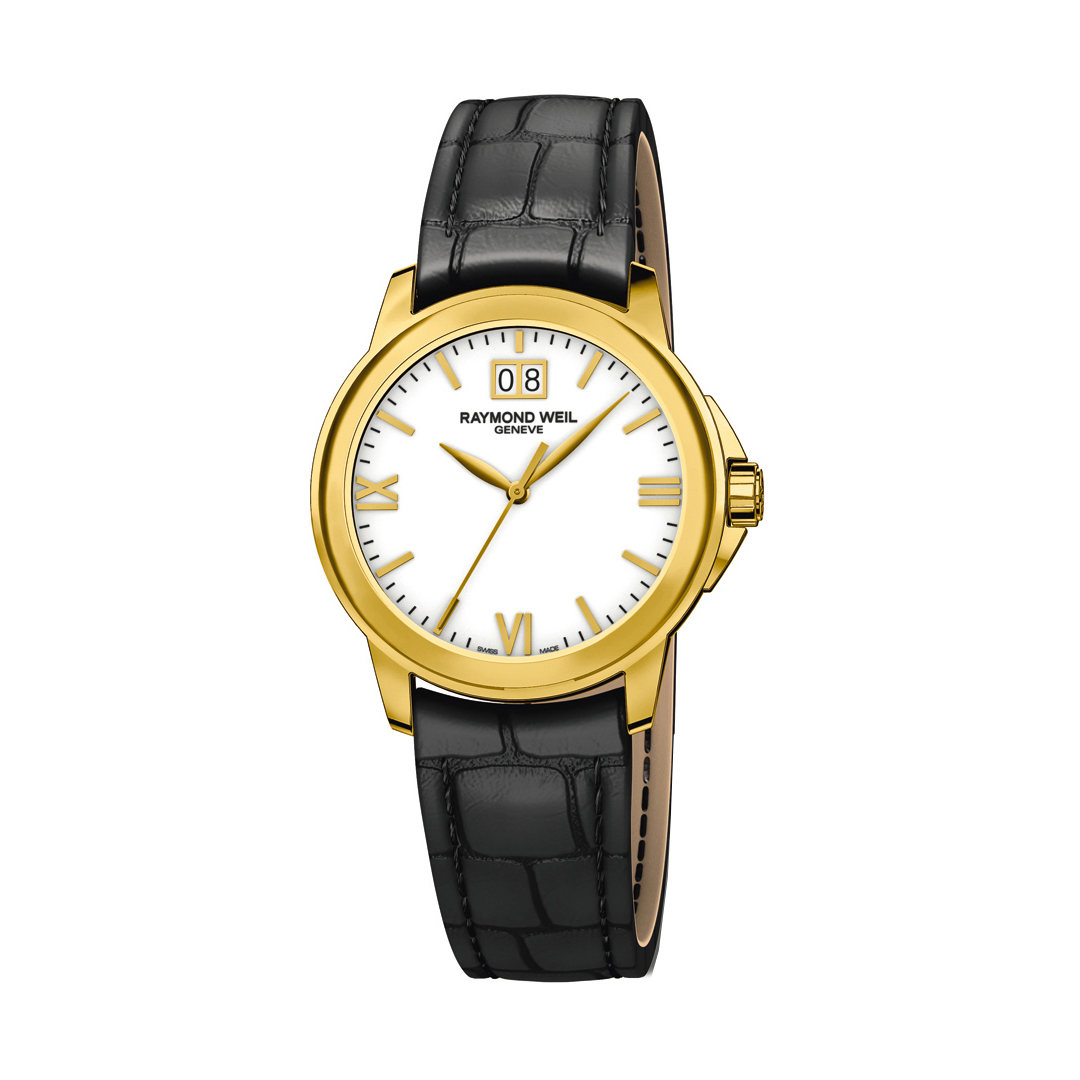 Raymond Weil Tradition Gold & Black Strap Watch