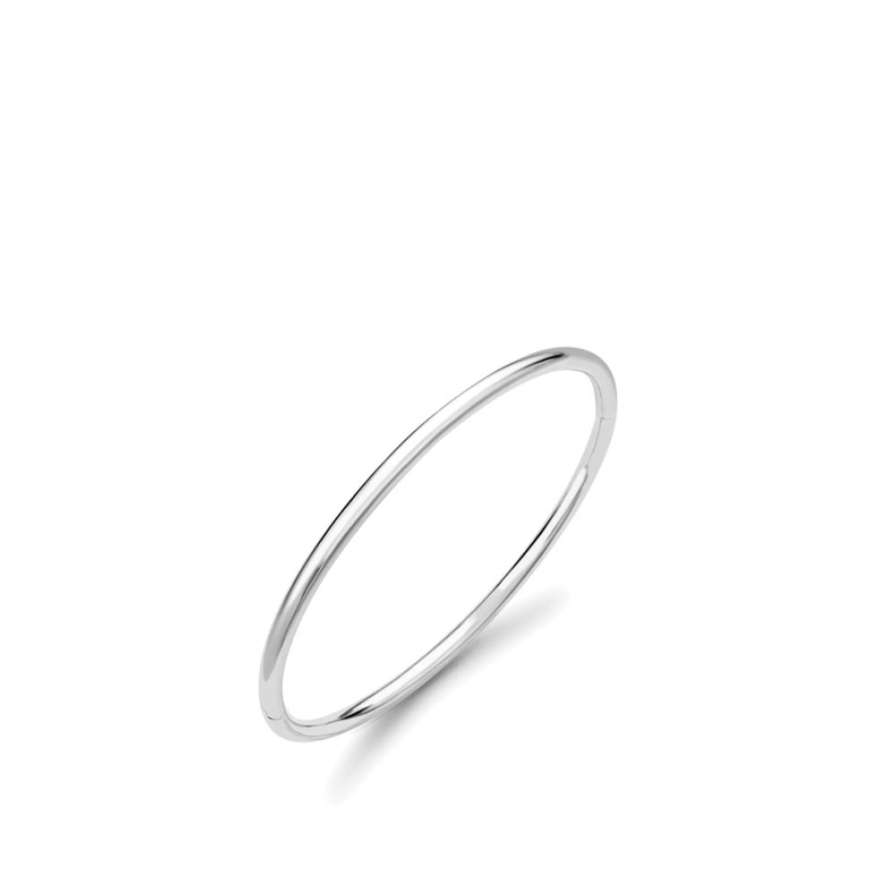Solid White Gold Oval Bangle