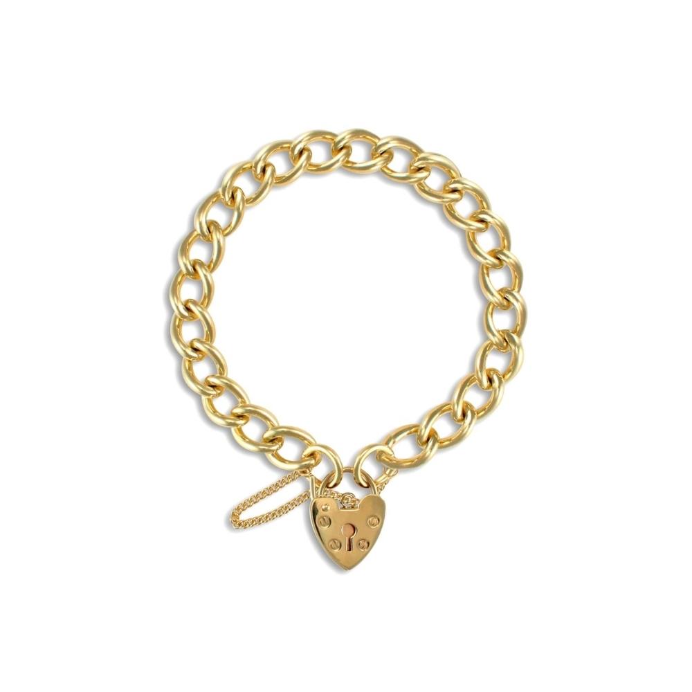 Yellow Gold Charm Bracelet with Heart Padlock