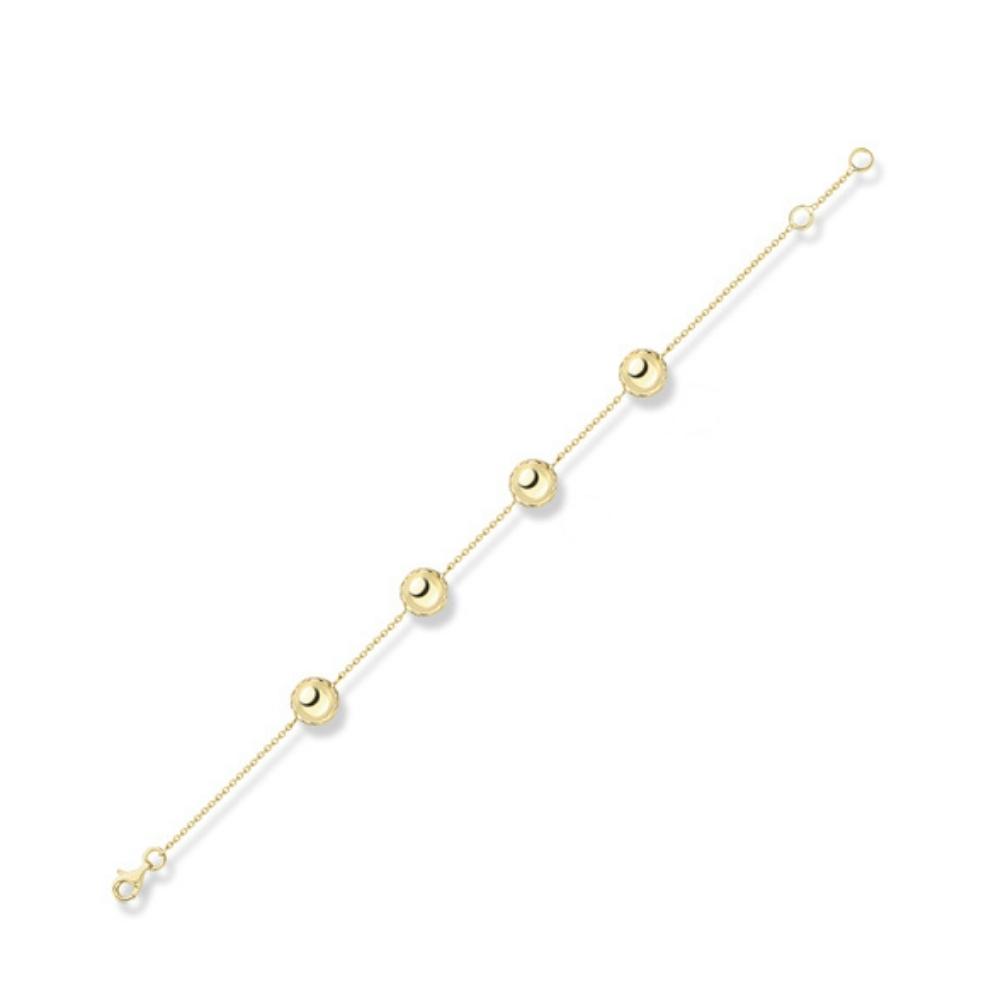 Yellow Gold Polished Button & Trace Link Bracelet