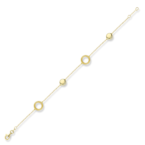 9ct. Yellow Gold Trace Link & Open Circles Bracelet