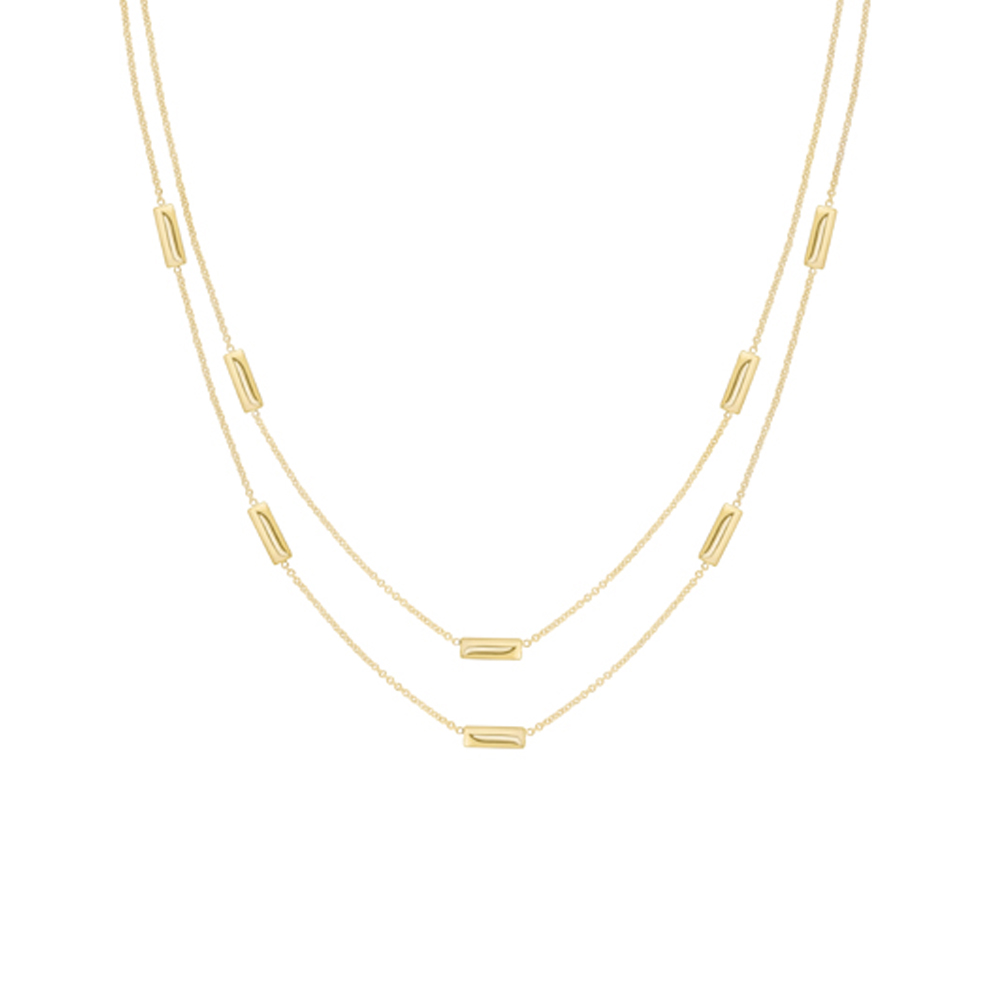 Yellow Gold Double Bar Necklace