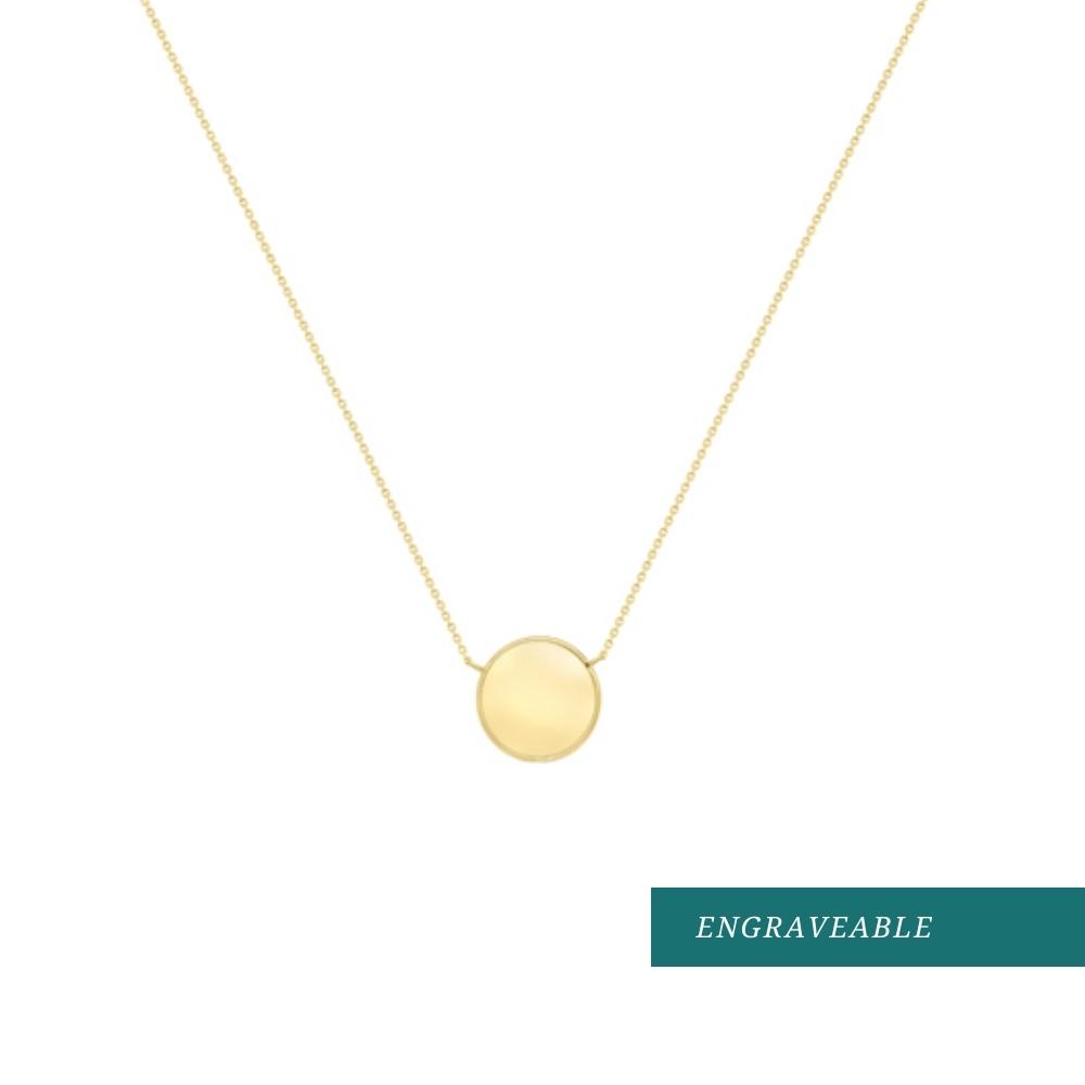 Yellow Gold Polished Disc Necklace