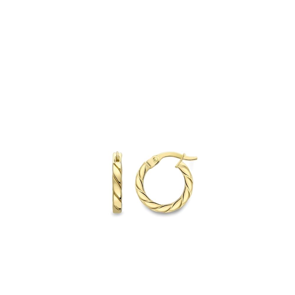 Yellow Gold Square Twist Hoop Earrings - 10mm