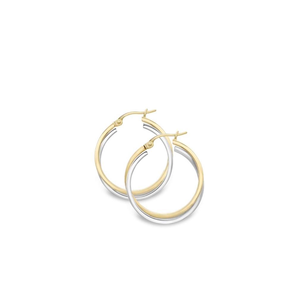 Two-Tone Gold Double Hoop Earrings - 20mm