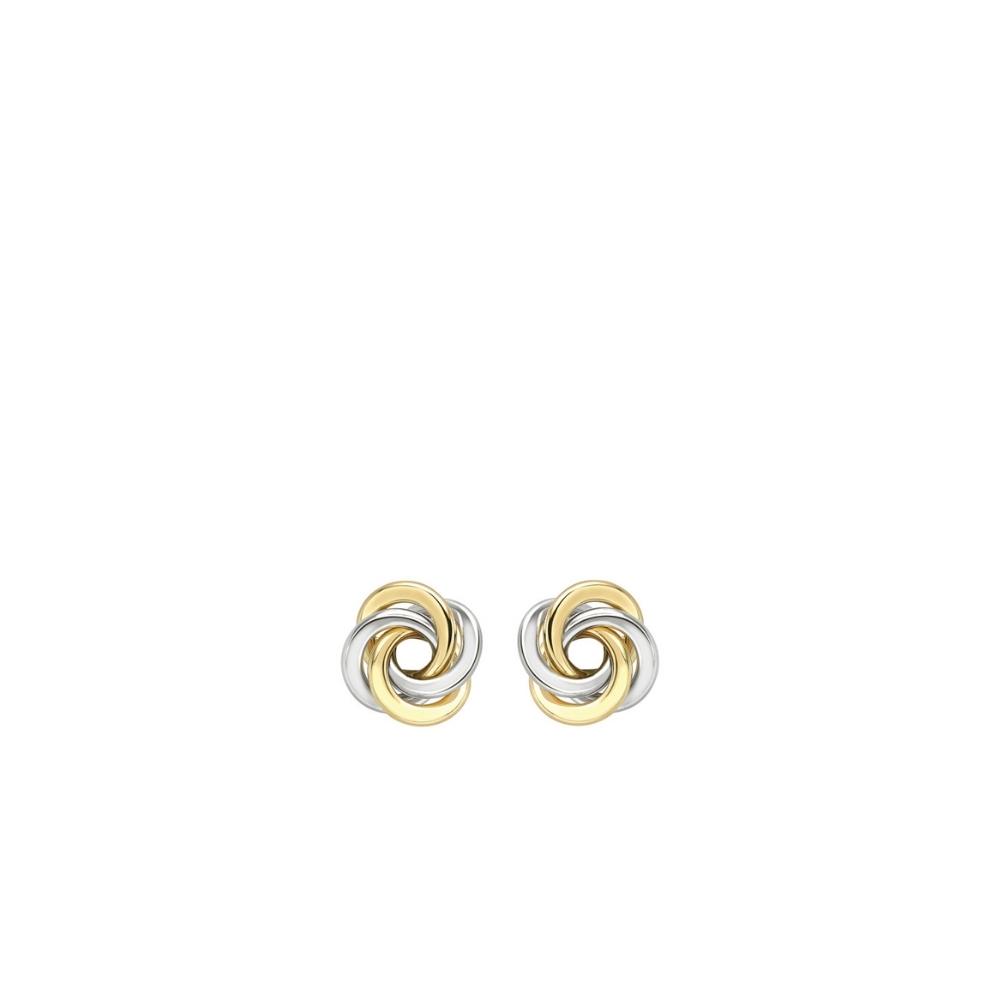 Two-Tone Gold Entwined Knot Stud Earrings