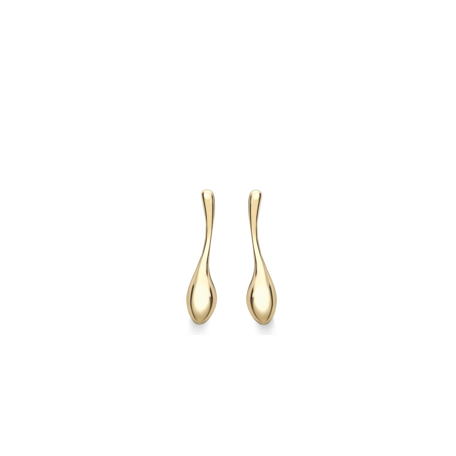 Yellow Gold Curved Drop Earrings