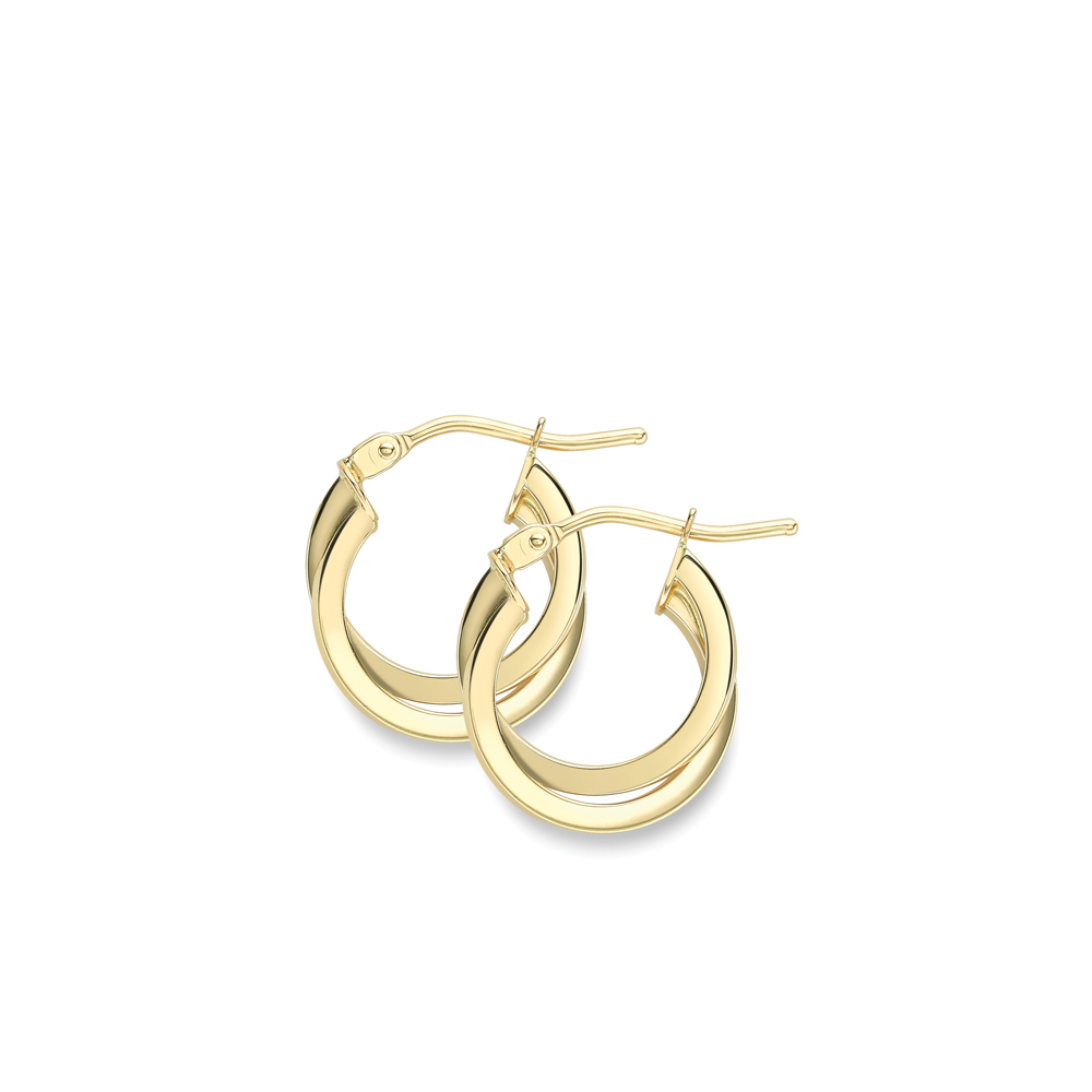 Yellow Gold Double Hoop Earrings