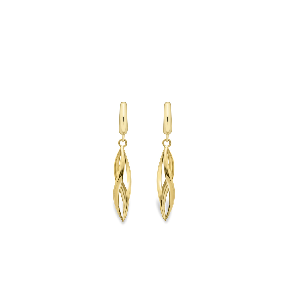 9ct. Yellow Gold Open Spiral Drop Earrings