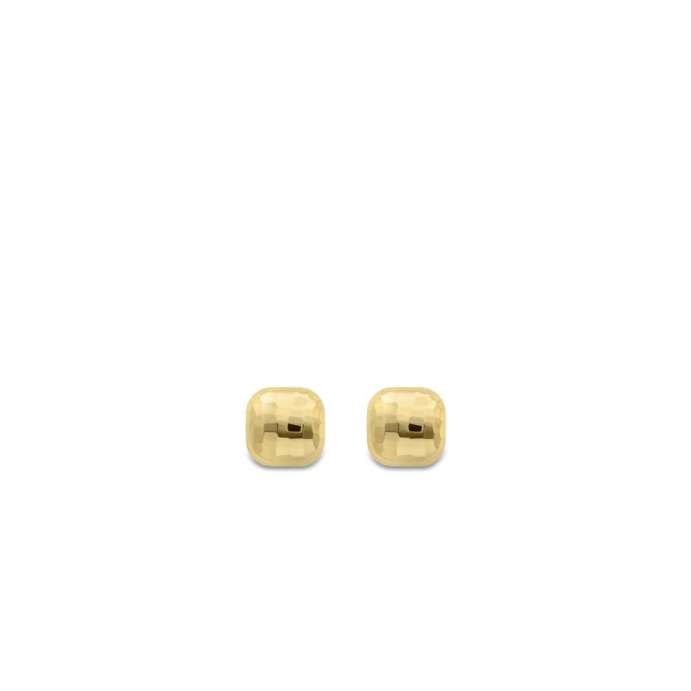 Yellow Gold Square Button Stud Earrings