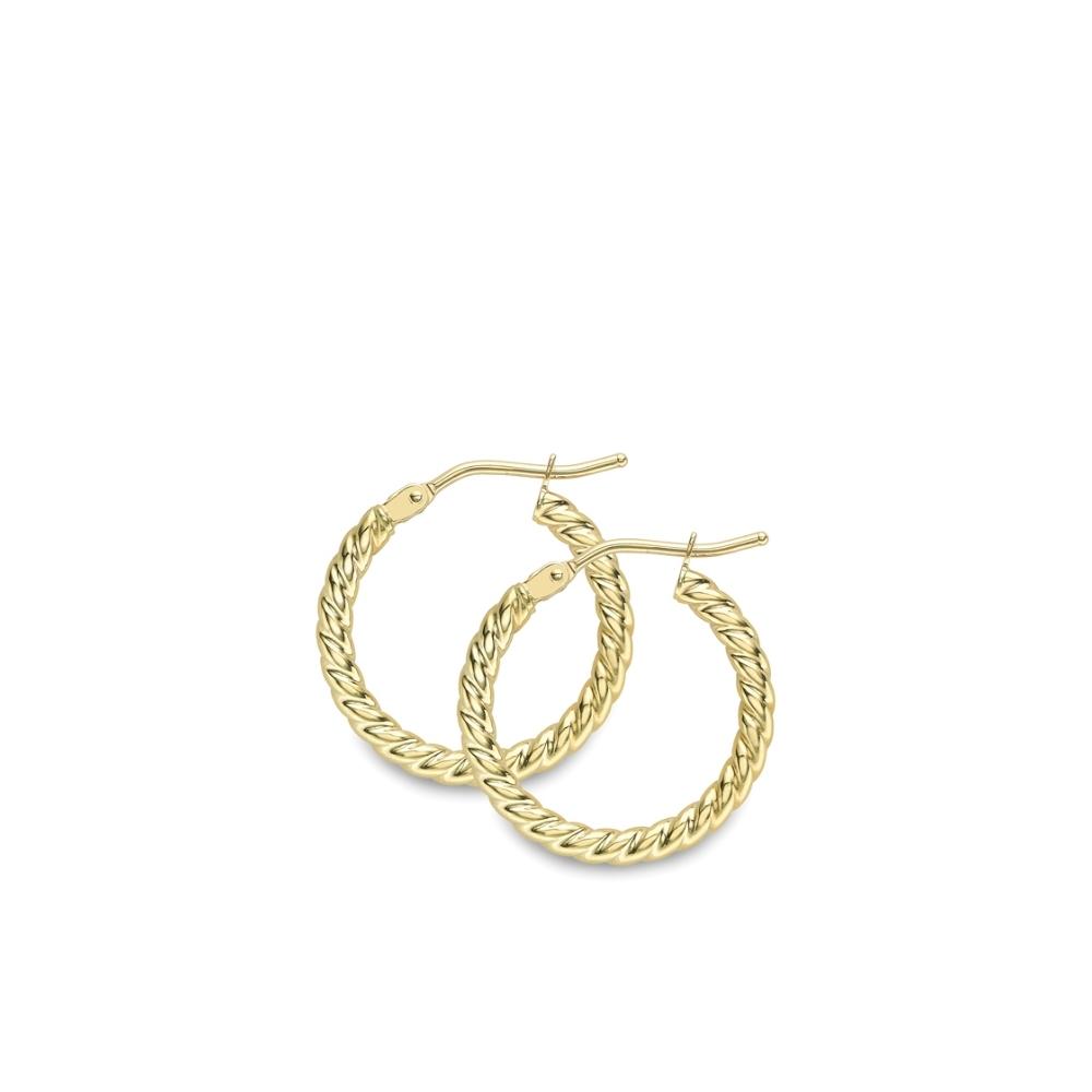 Yellow Gold Round Twist Hoop Earrings