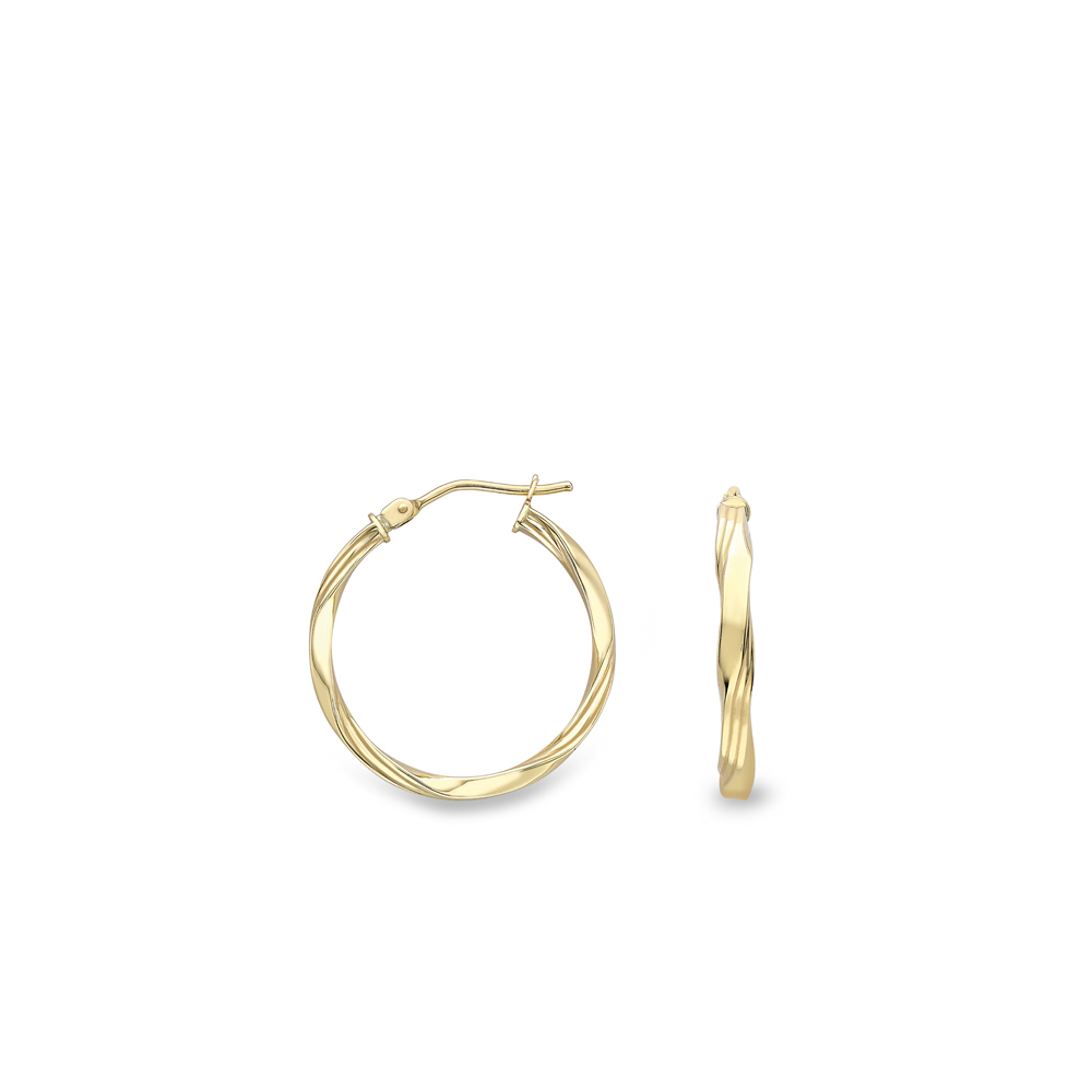 Yellow Gold Twist Hoop Earrings - 20mm