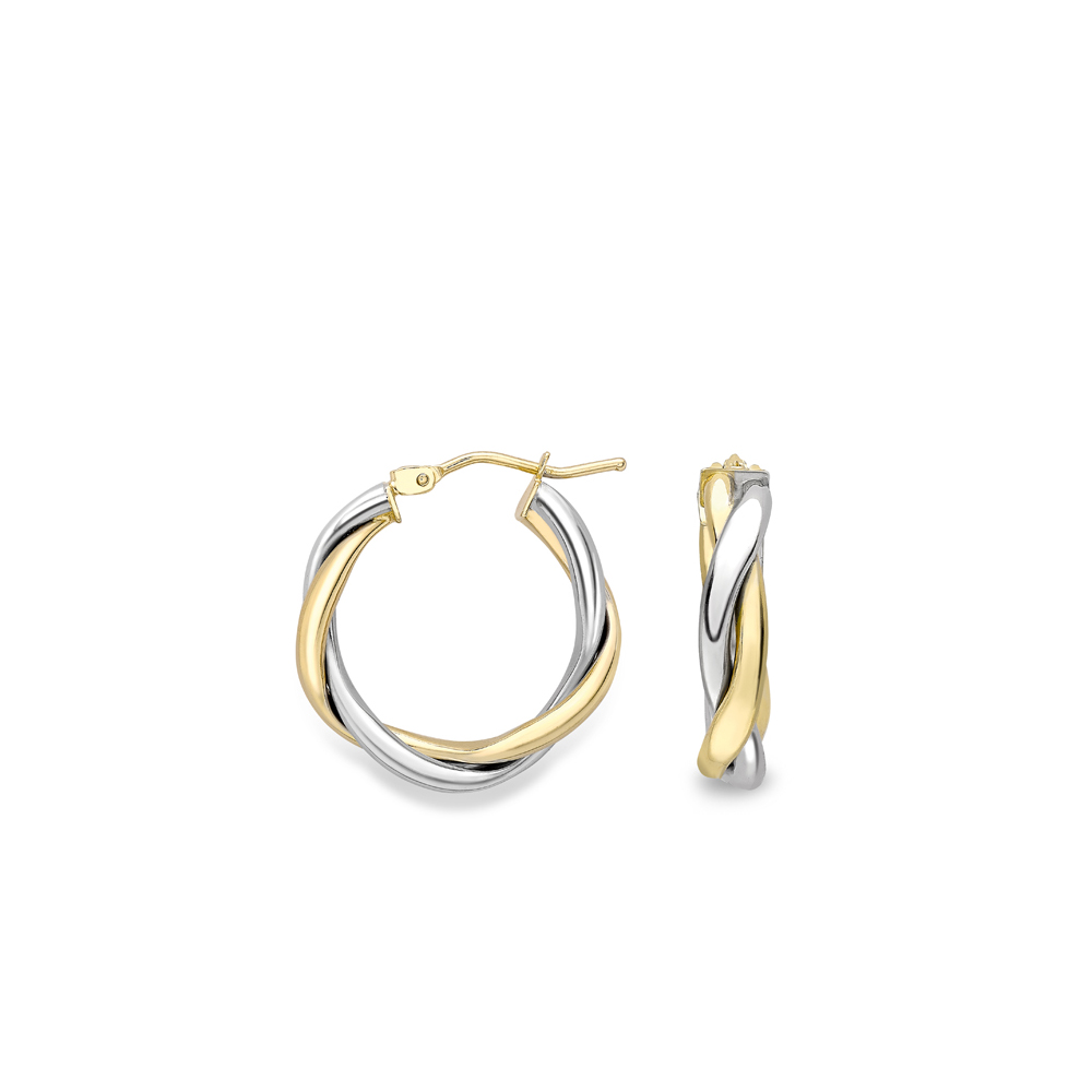 Two-Tone Gold Twisted Hoop Earrings