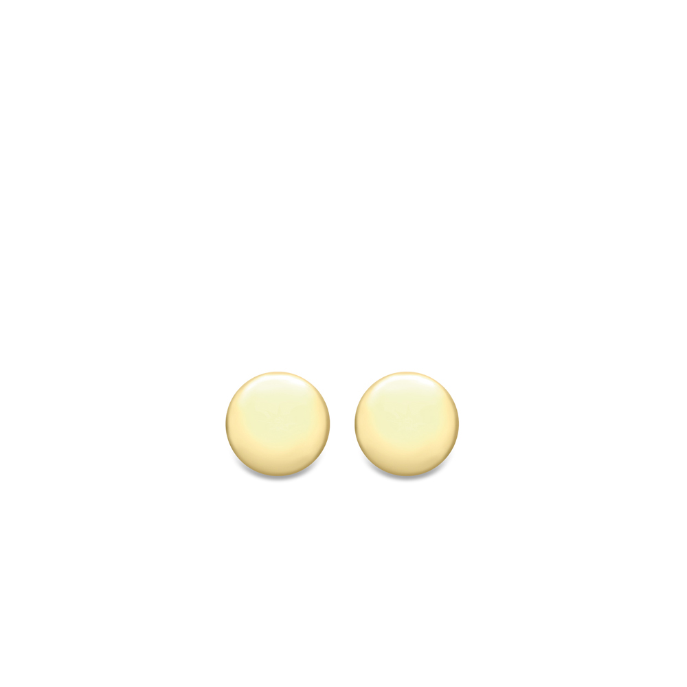 Yellow Gold Polished Button Stud Earrings