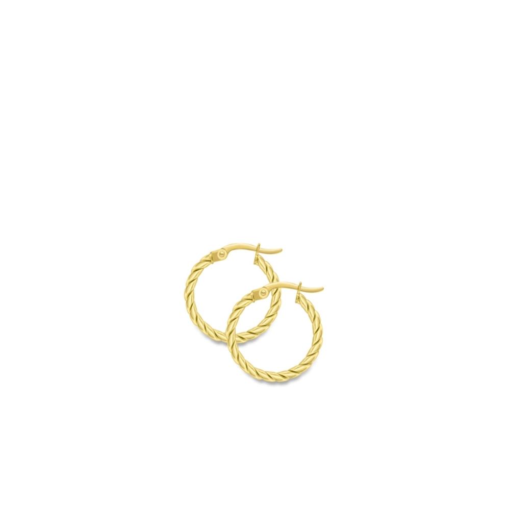 Yellow Gold Twisted Hoop Earrings - Med