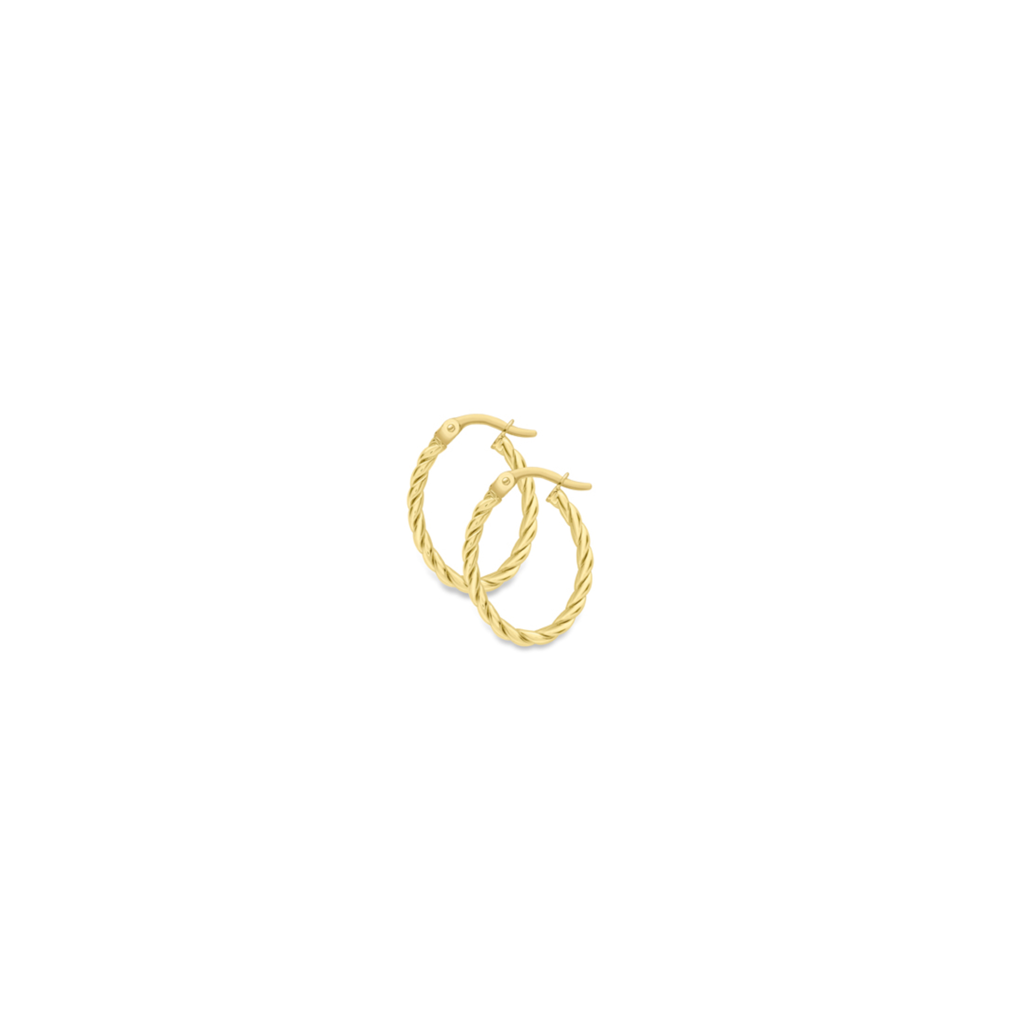 Yellow Gold Oval Twist Hoop Earrings