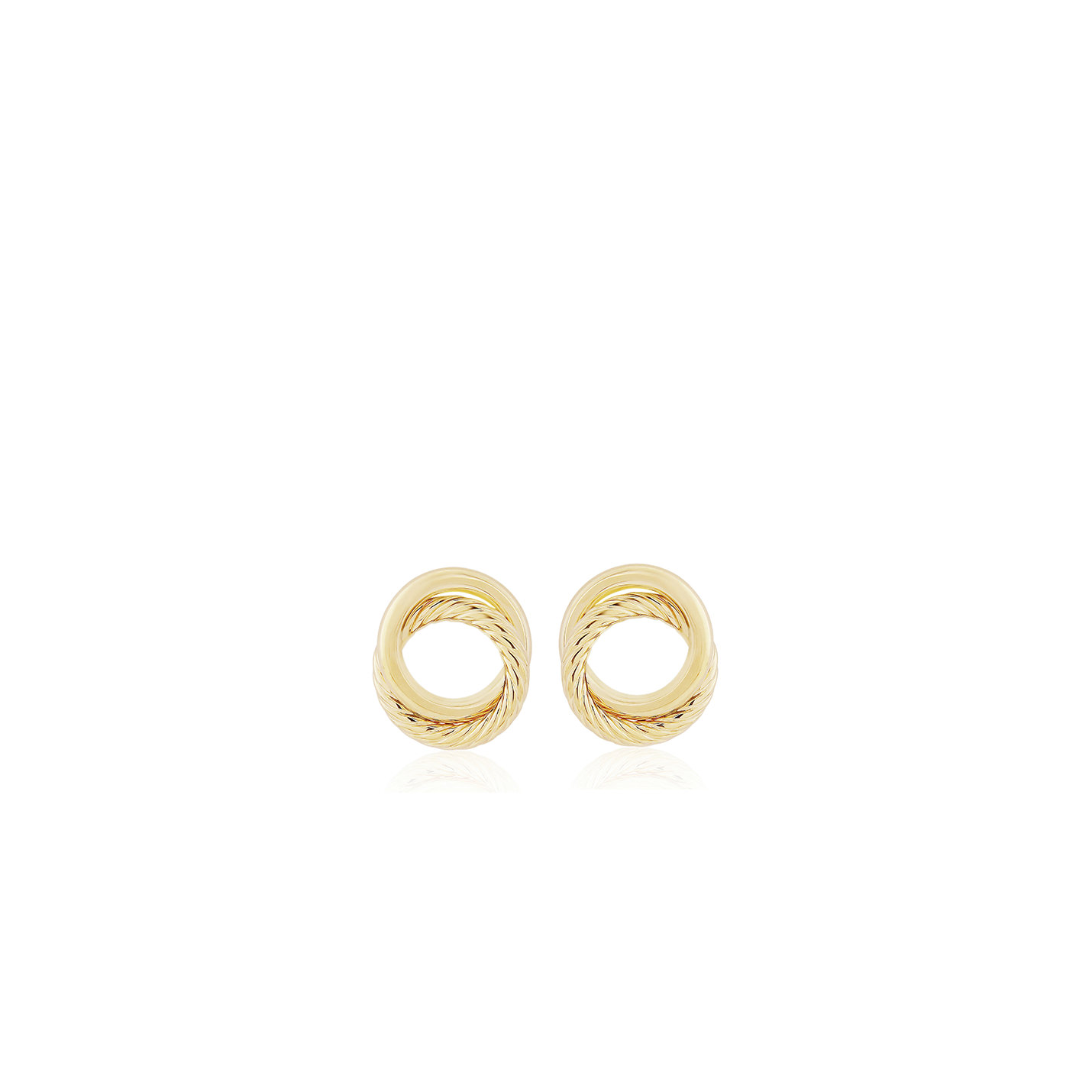 Yellow Gold Double Circle Stud Earrings