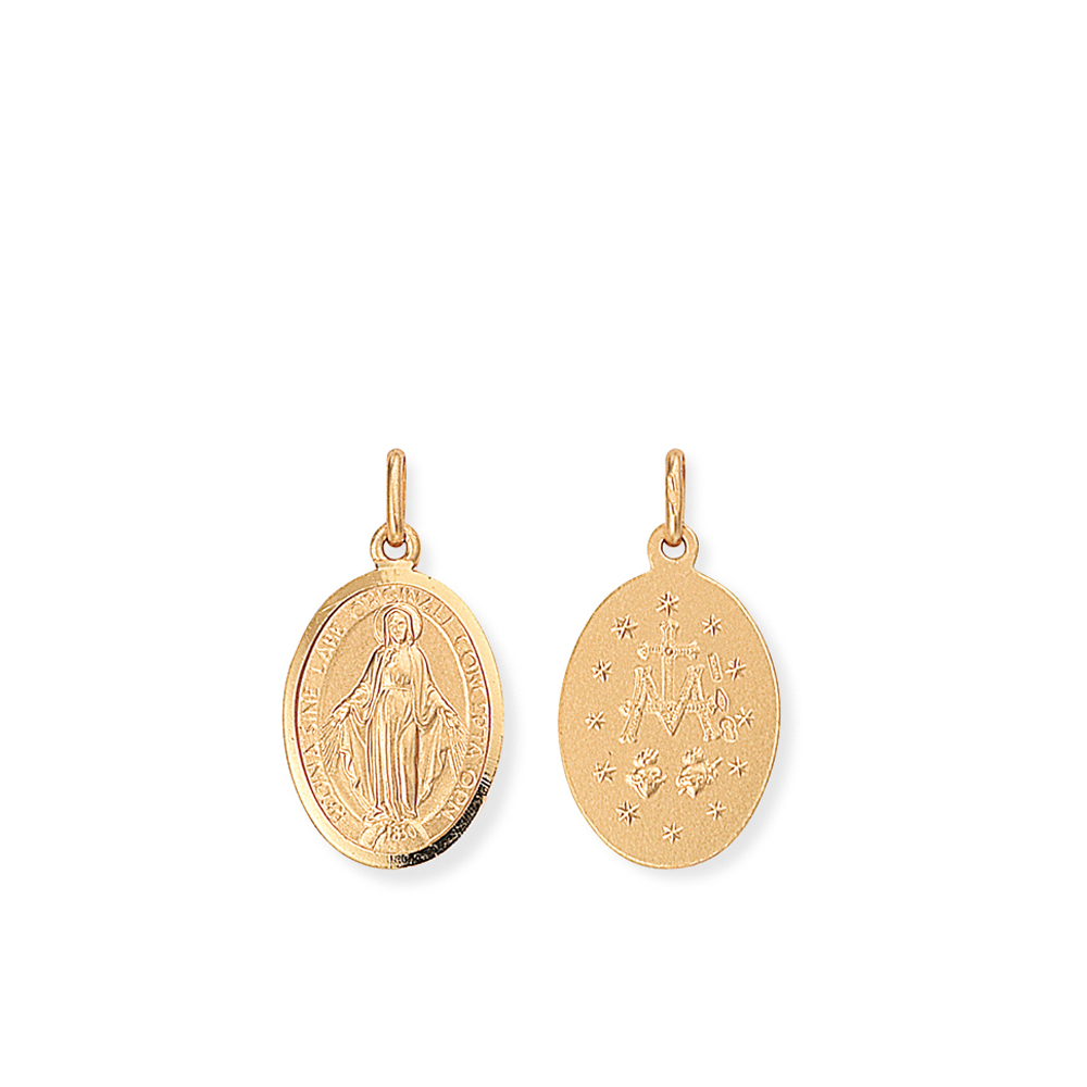 Yellow Gold Miraculous Medal Pendant - 24mm