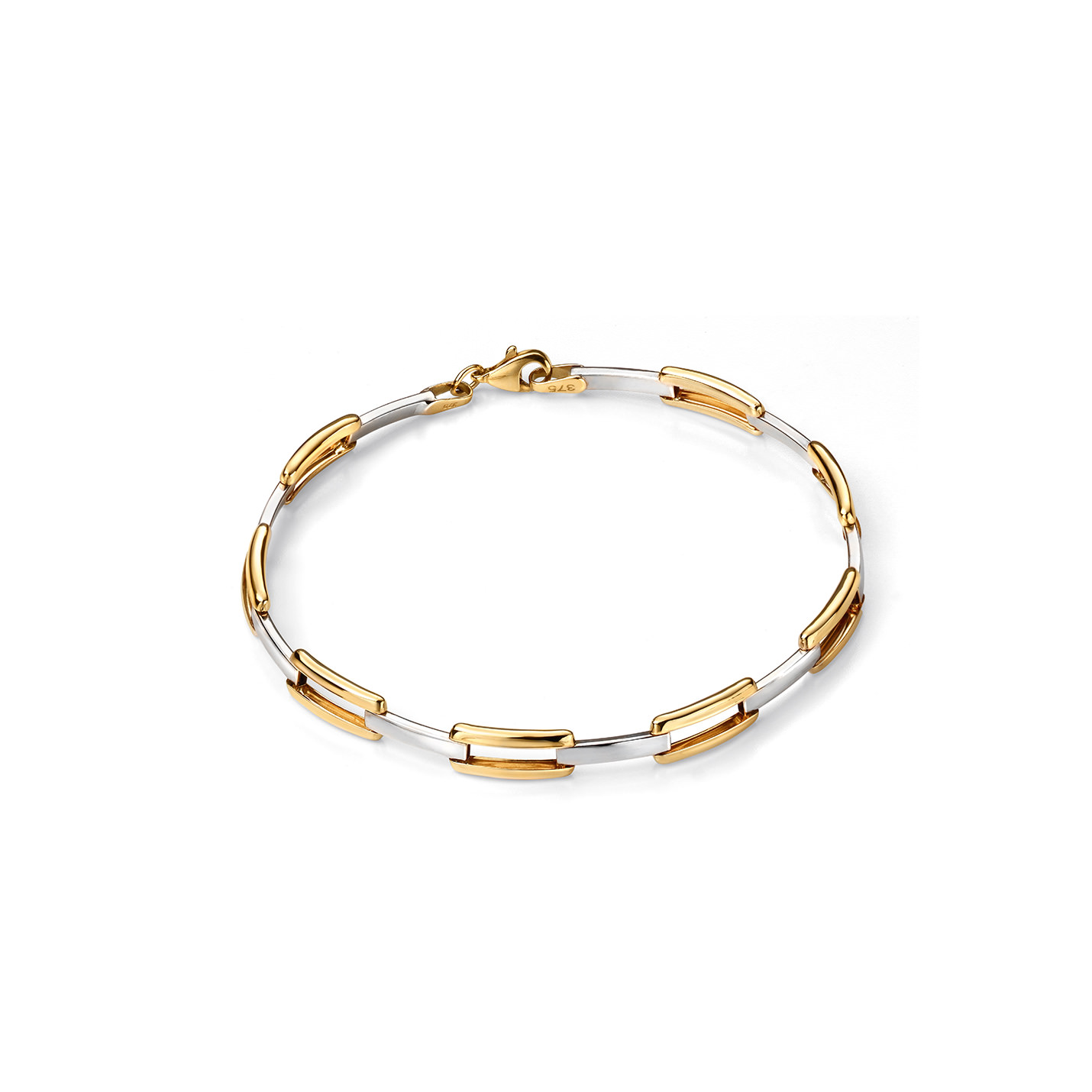 Two-tone Rectangular Link Gold Bracelet
