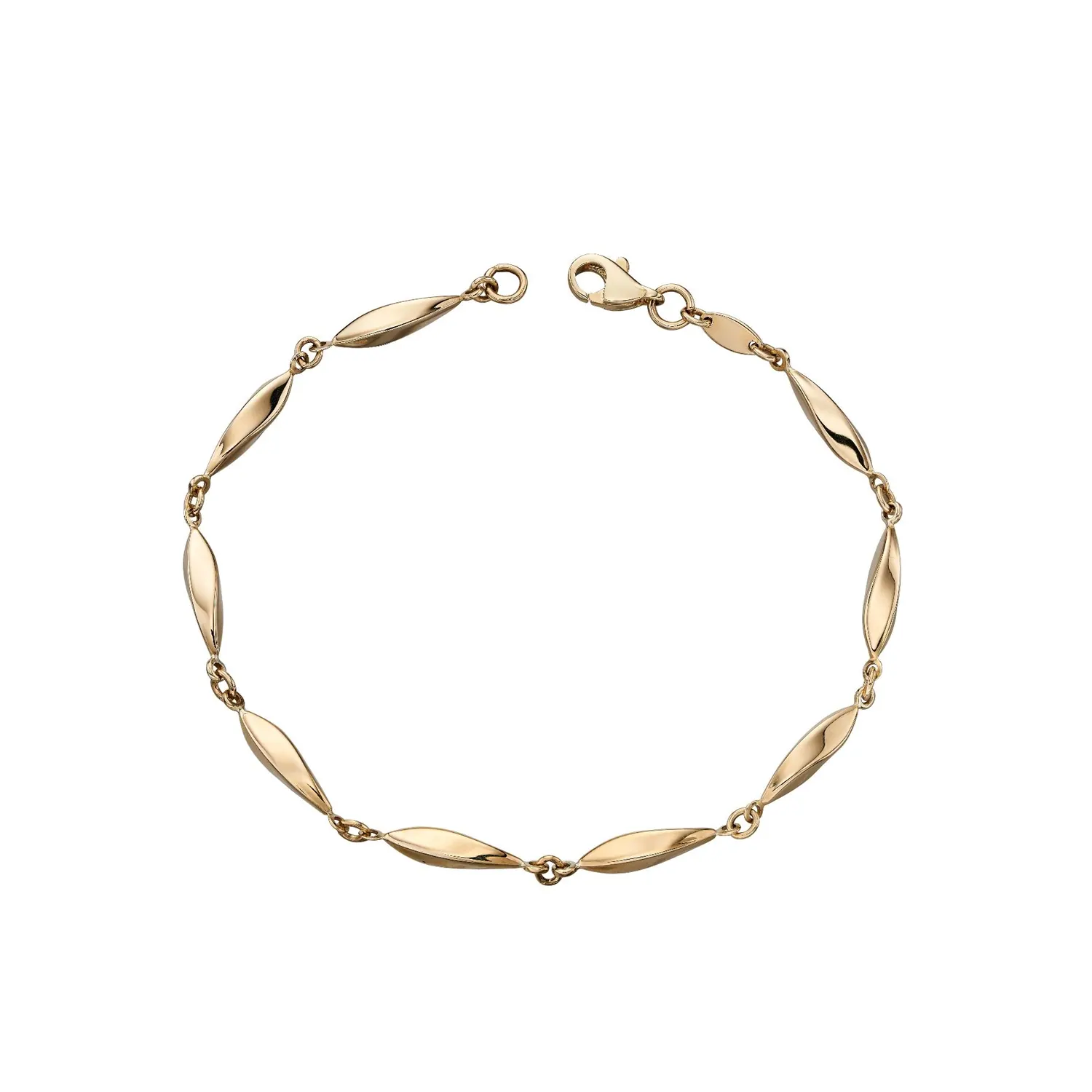 Yellow Gold Twisted Marquis Link Bracelet
