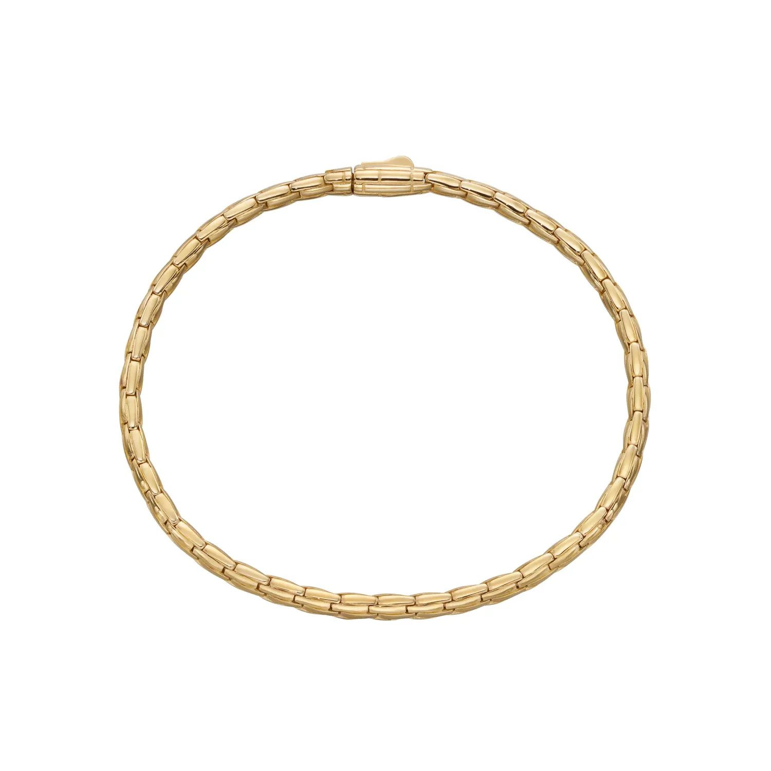 Yellow Gold Textured Tube Link Bracelet