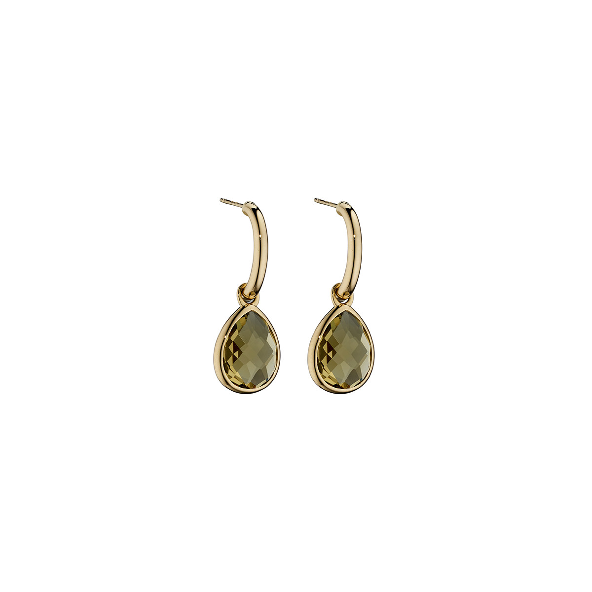 Yellow Gold & Olive Quartz Earrings