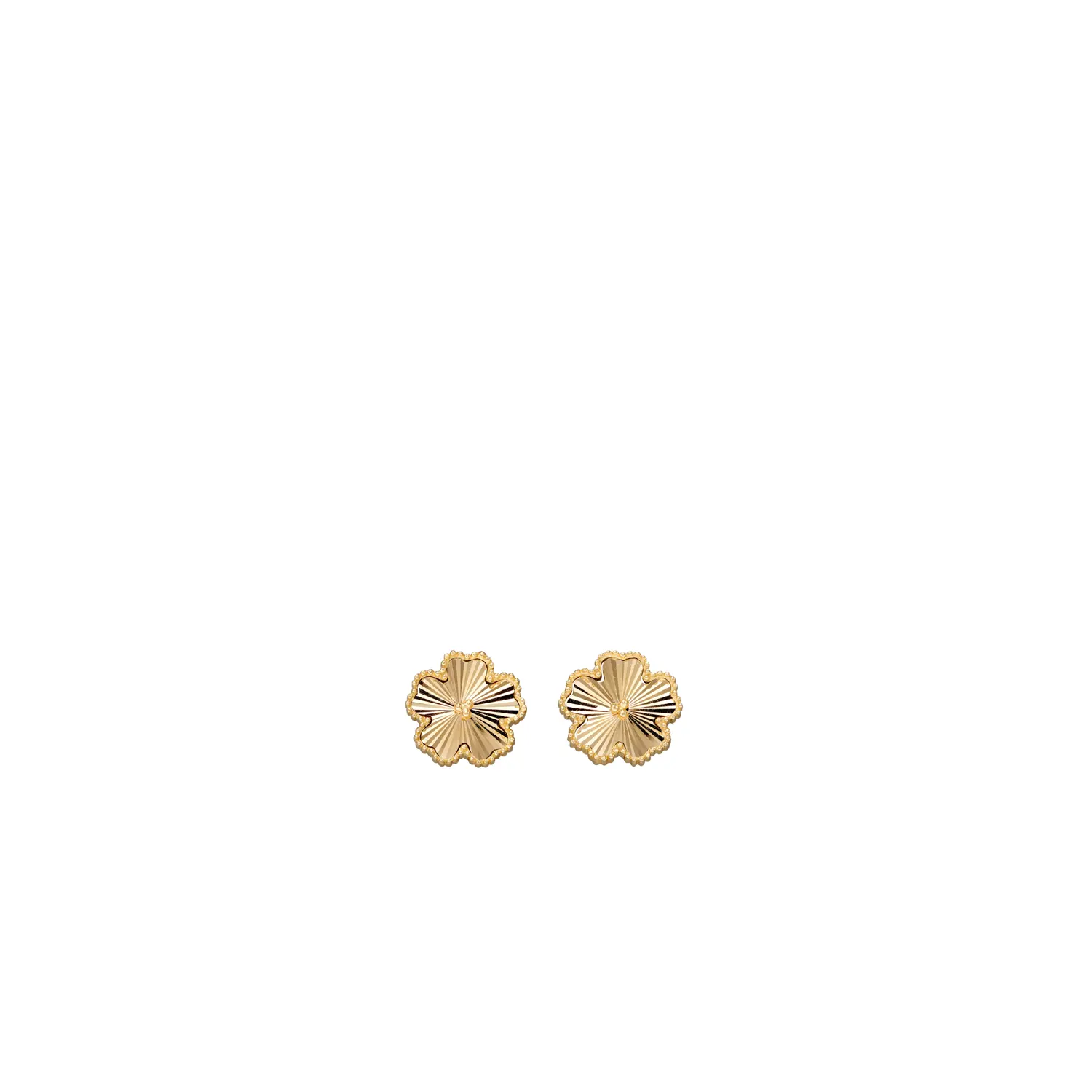 Yellow Gold Diamond-Cut Flower Stud Earrings