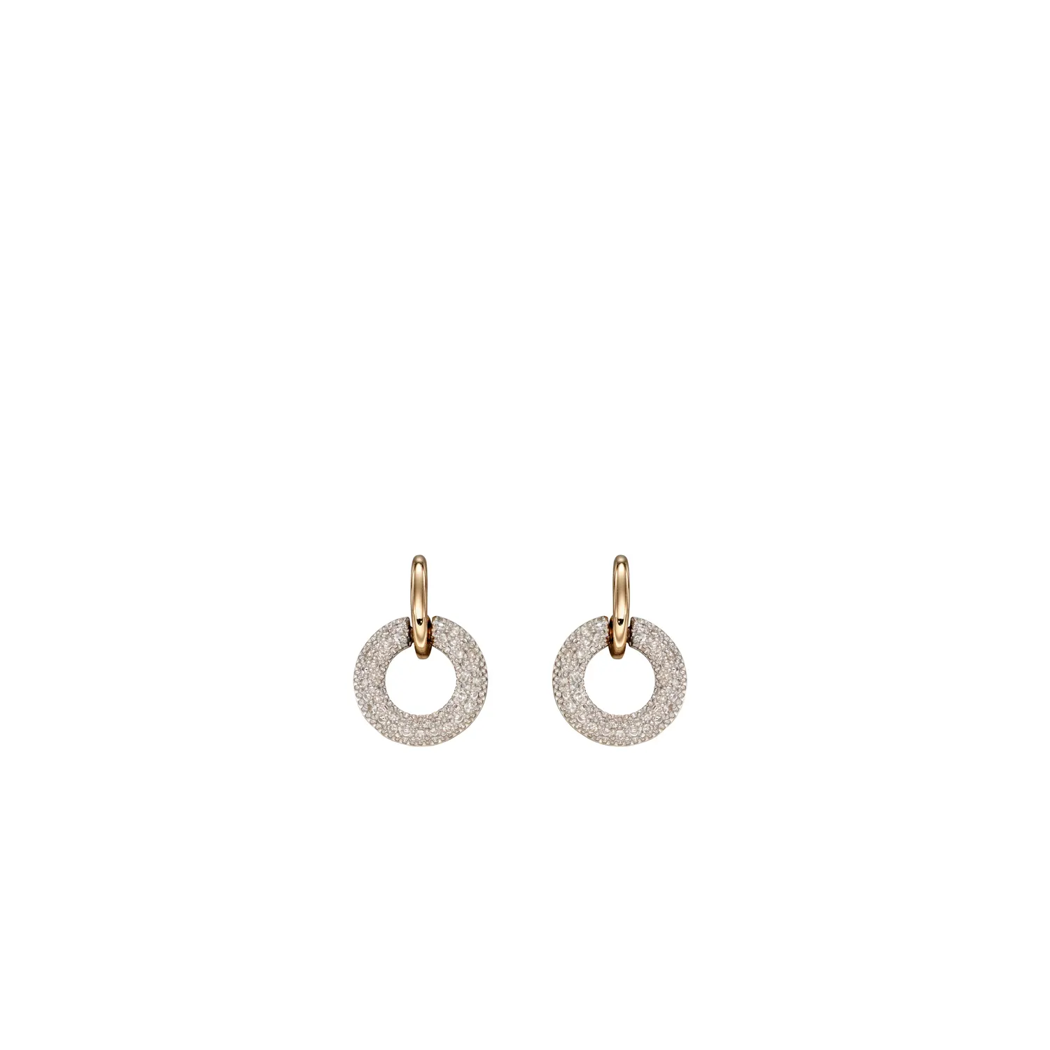 Diamond-Set Open Circle Stud Earrings