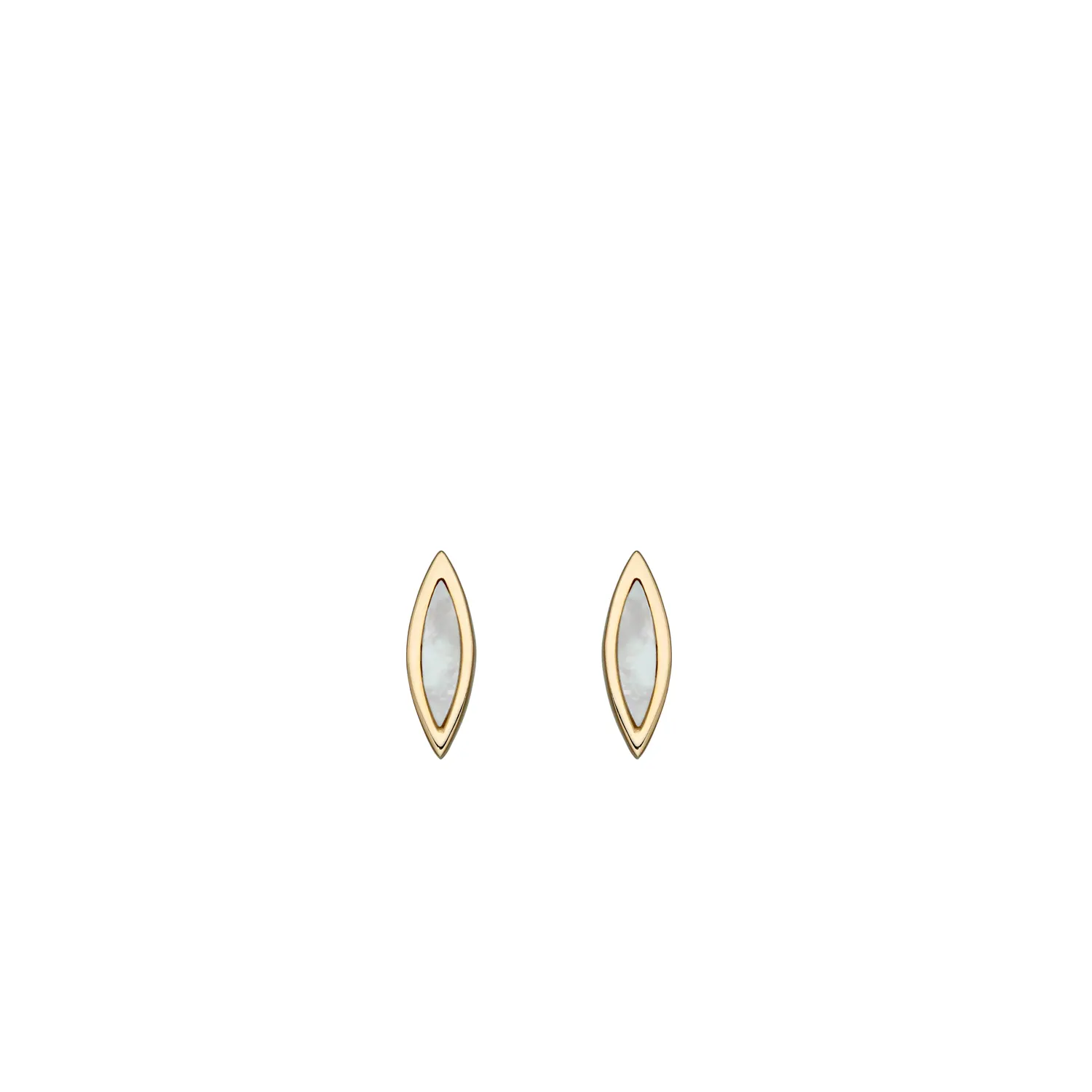 Yellow Gold Marquise MOP Stud Earrings