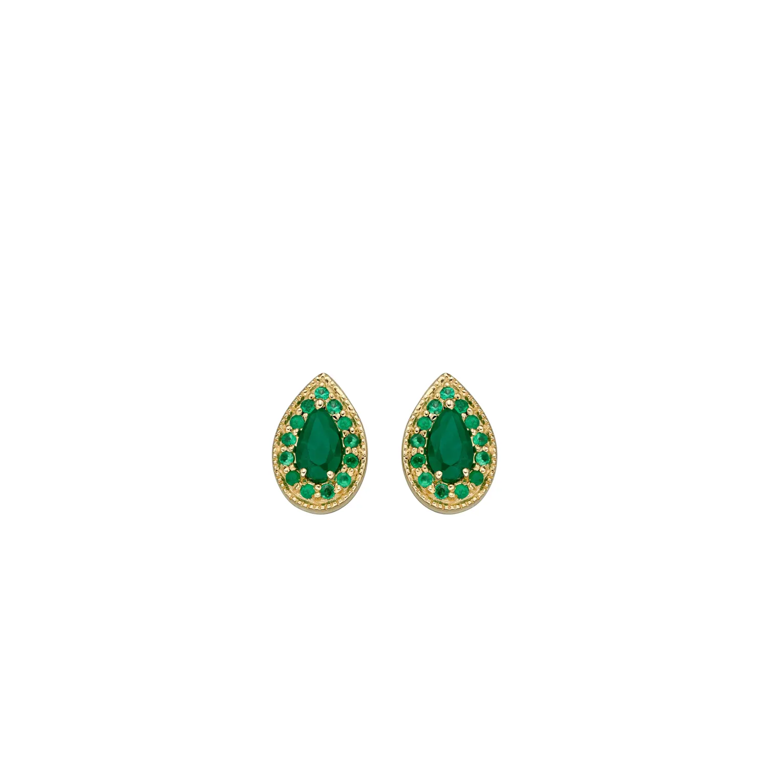 Emerald & Gold Teardrop Stud Earrings