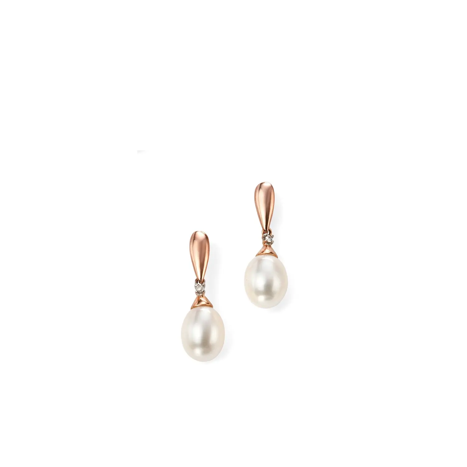 Rose Gold & Pearl Drop Earrings