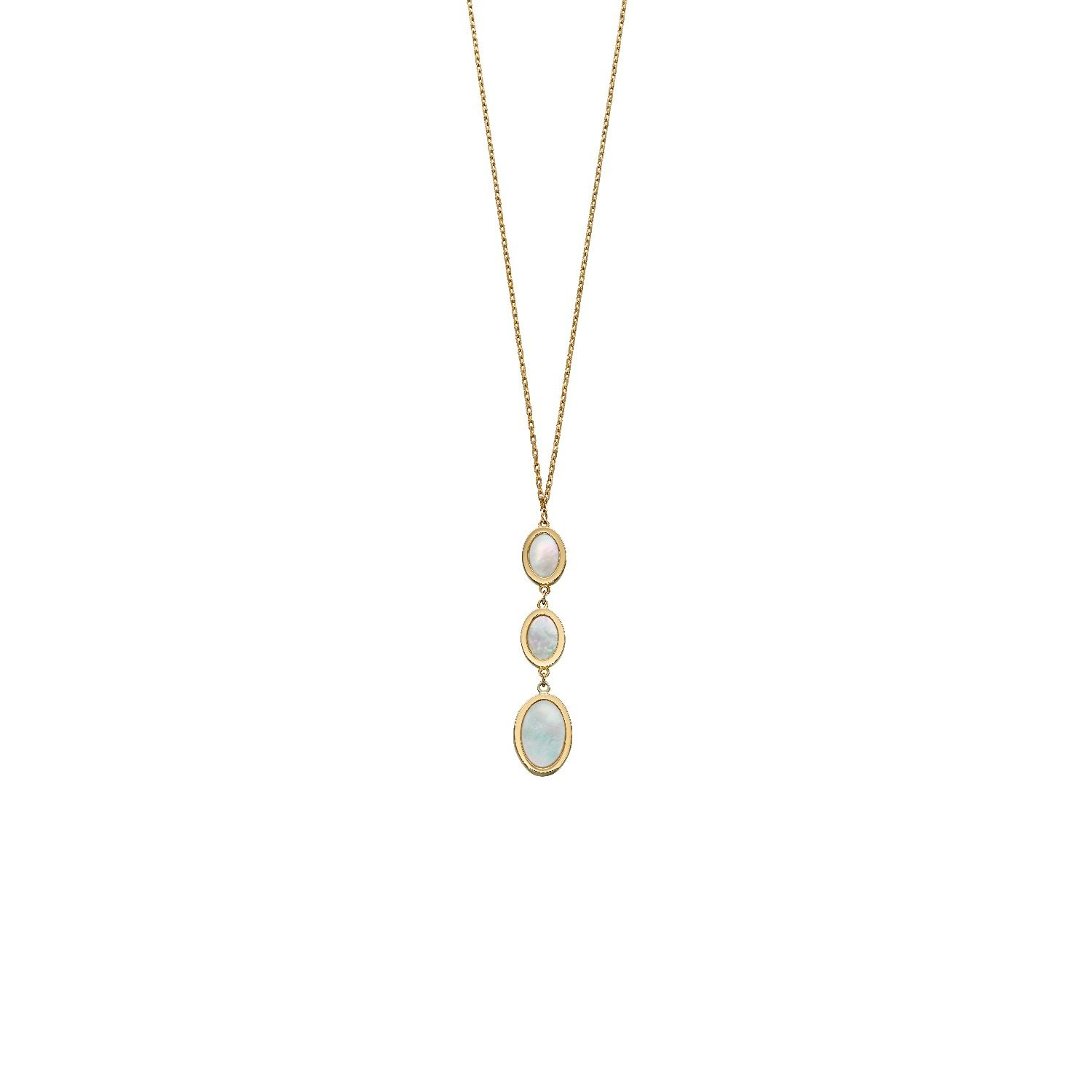 Mother-of-Pearl Oval Drop Necklace