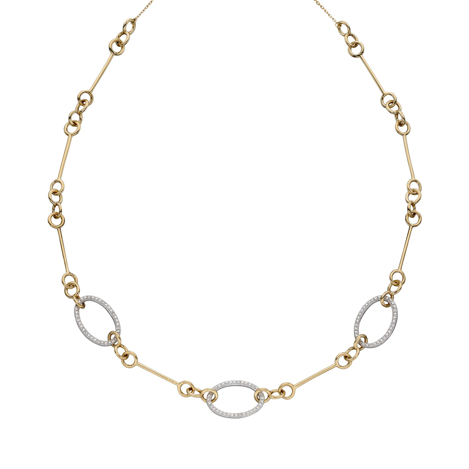 Diamond Oval Link & Bar Necklace