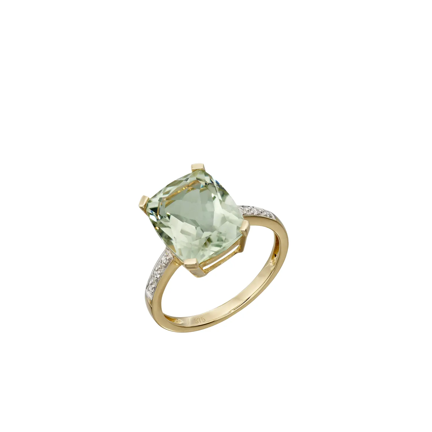 Green Amethyst & Diamond Cocktail Ring