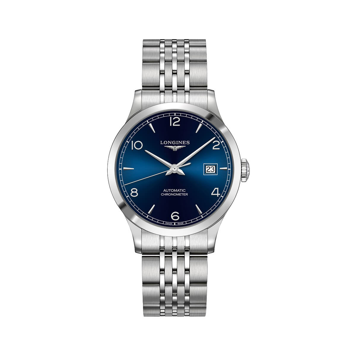 Longines Record Automatic Stainless Steel Watch -  Blue Dial