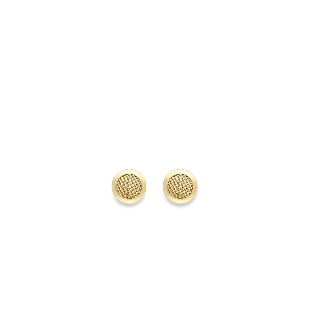 Yellow Gold Button Stud Earrings - 6mm