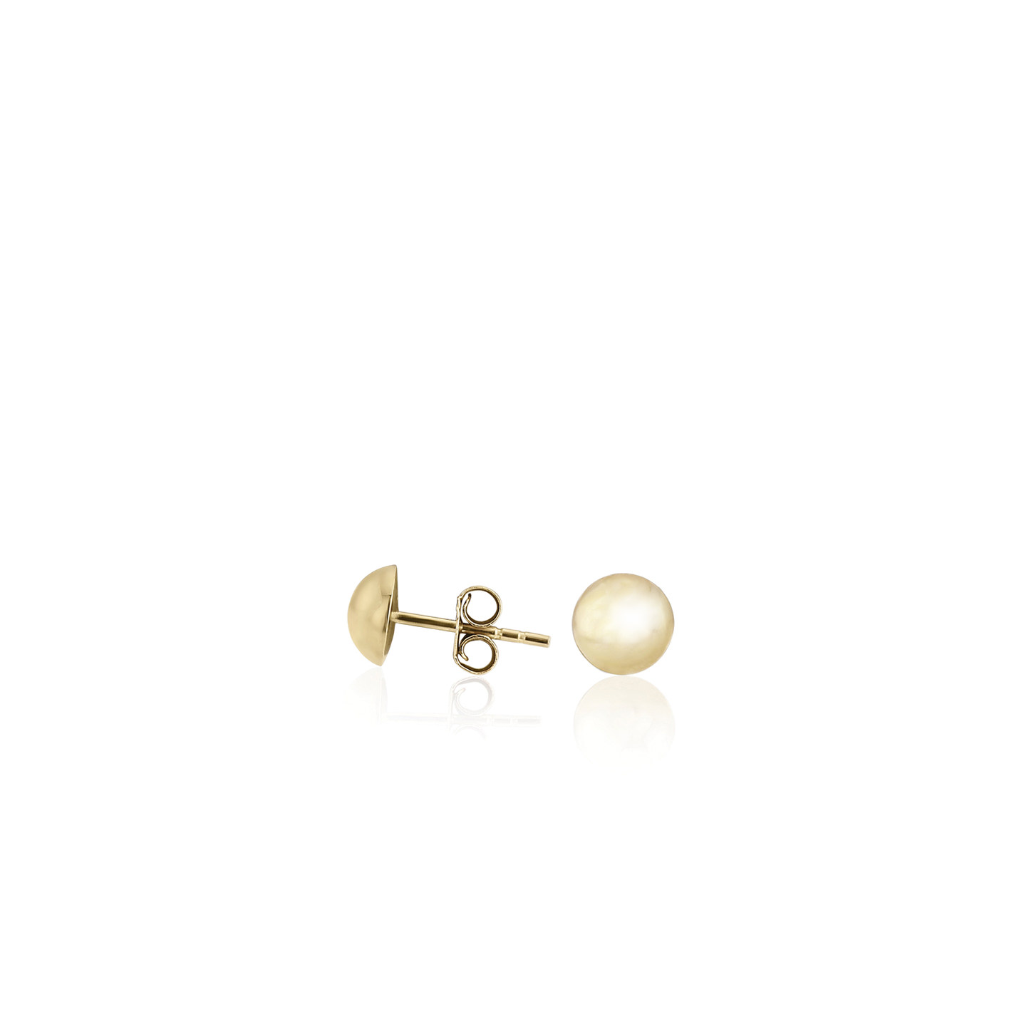 Yellow Gold Domed Button Stud Earrings