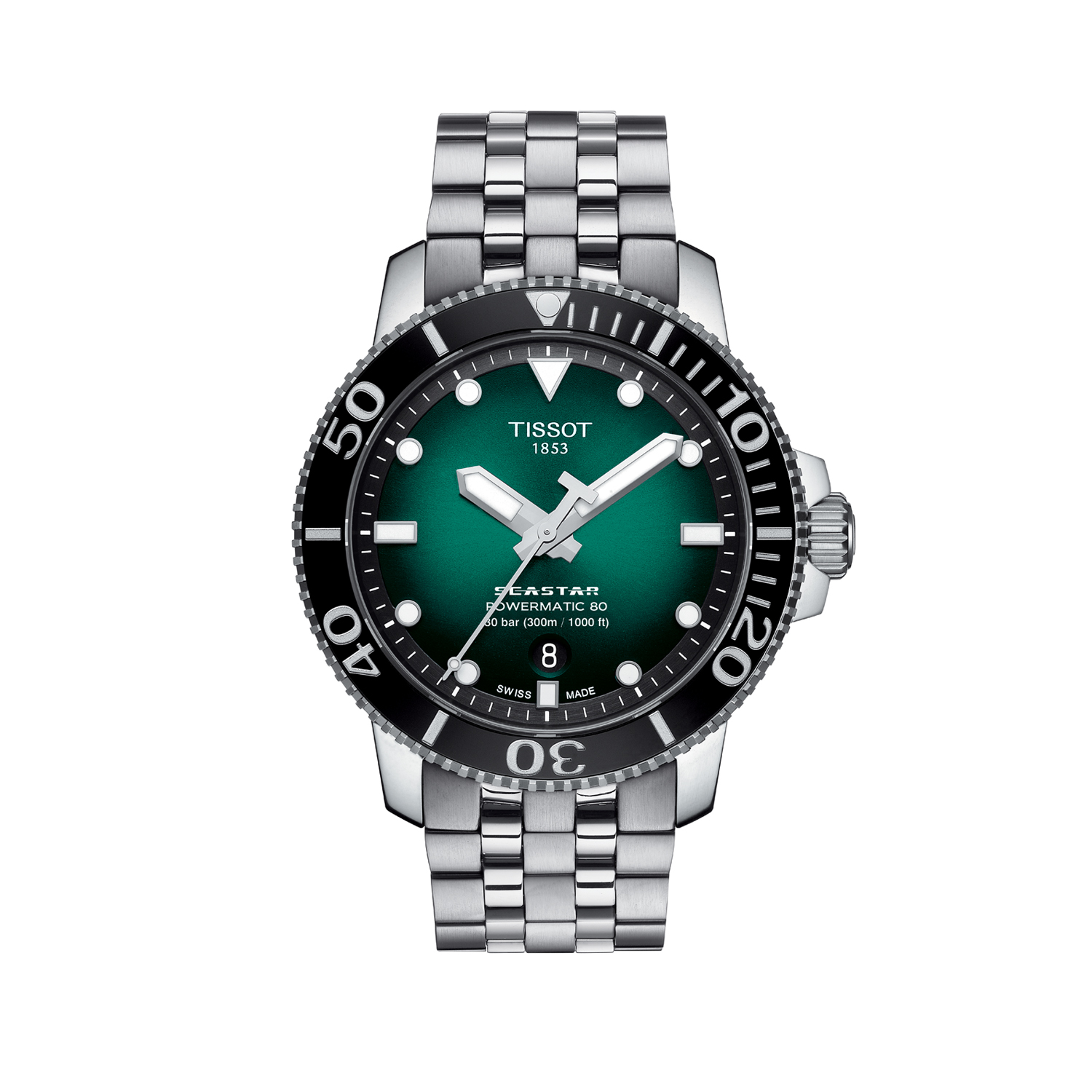 Tissot Seastar 1000 Powermatic 80 Stainless Steel Watch - Green & Black