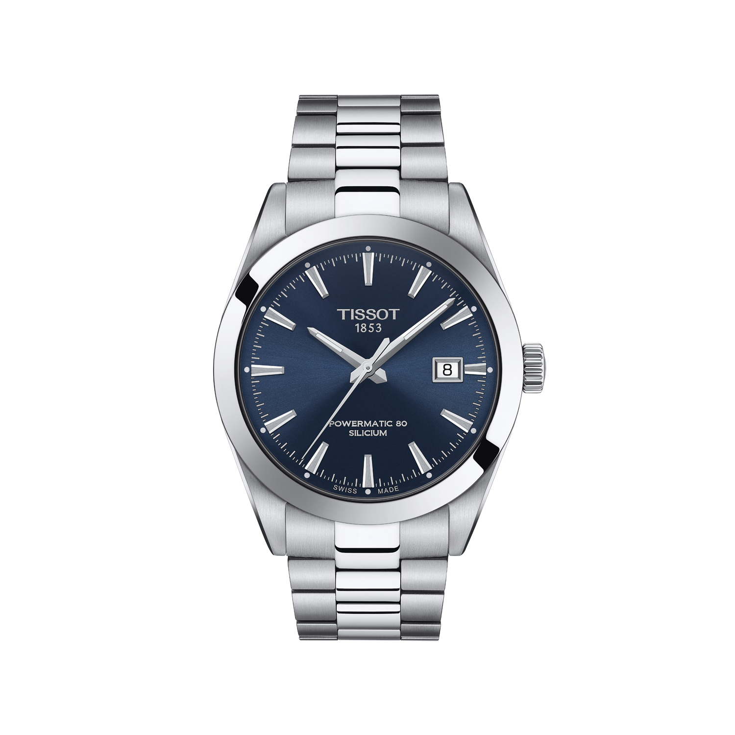 Tissot Gentlemen Powermatic 80 Silicum Stainless Steel Watch - Blue Dial