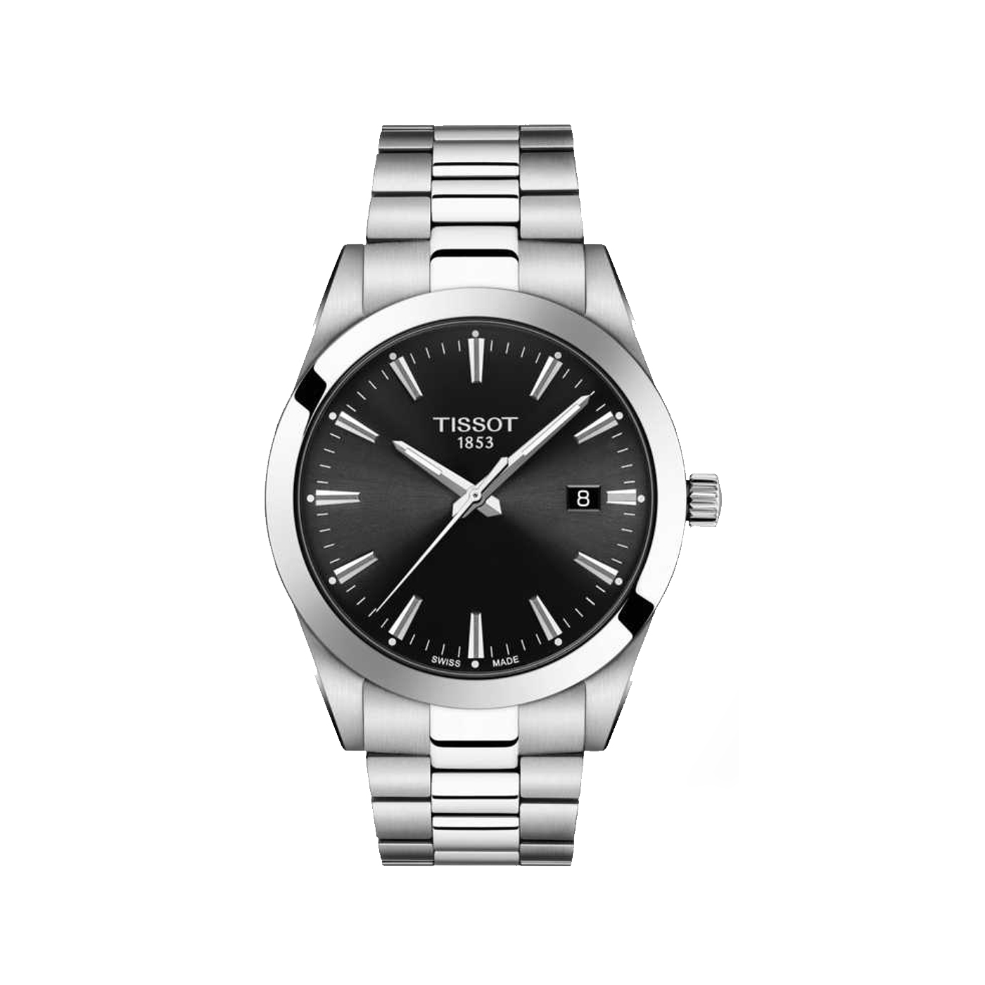 Tissot Gentleman Stainless Steel Watch - Black Dial