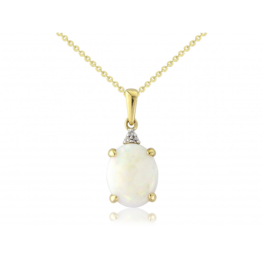 Yellow Gold & White Opal Necklace
