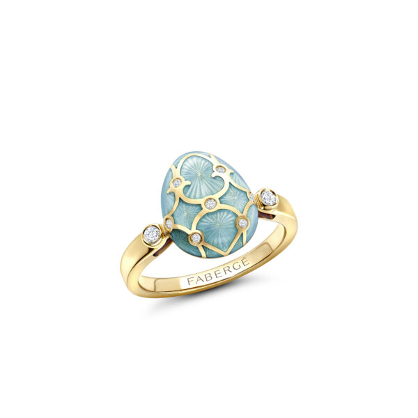 Fabergé Heritage Diamond & Turquoise Guilloché Enamel Egg Ring
