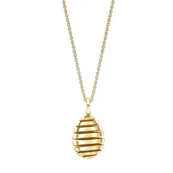 Fabergé Essence Yellow Gold Spiral Egg Necklace